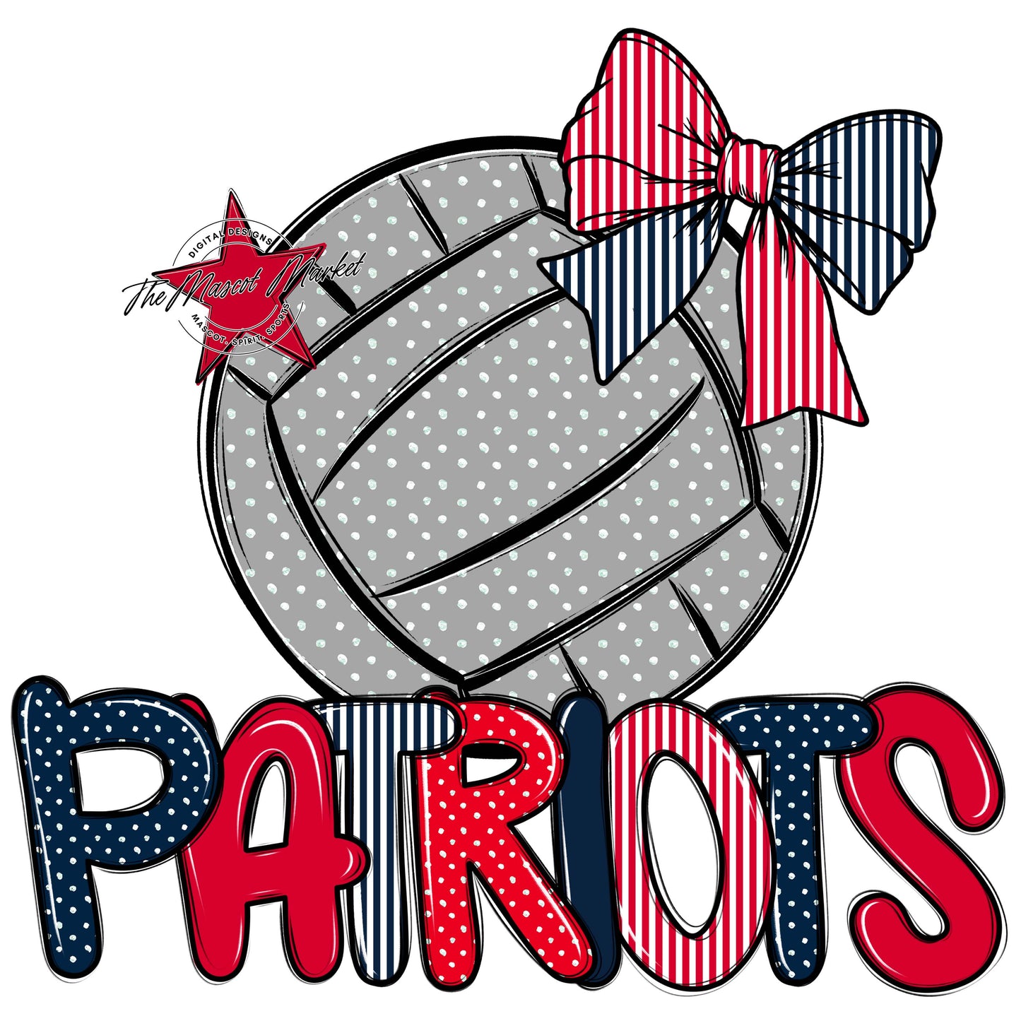 Patriots Volleyball Spirit Design-Navy & Red