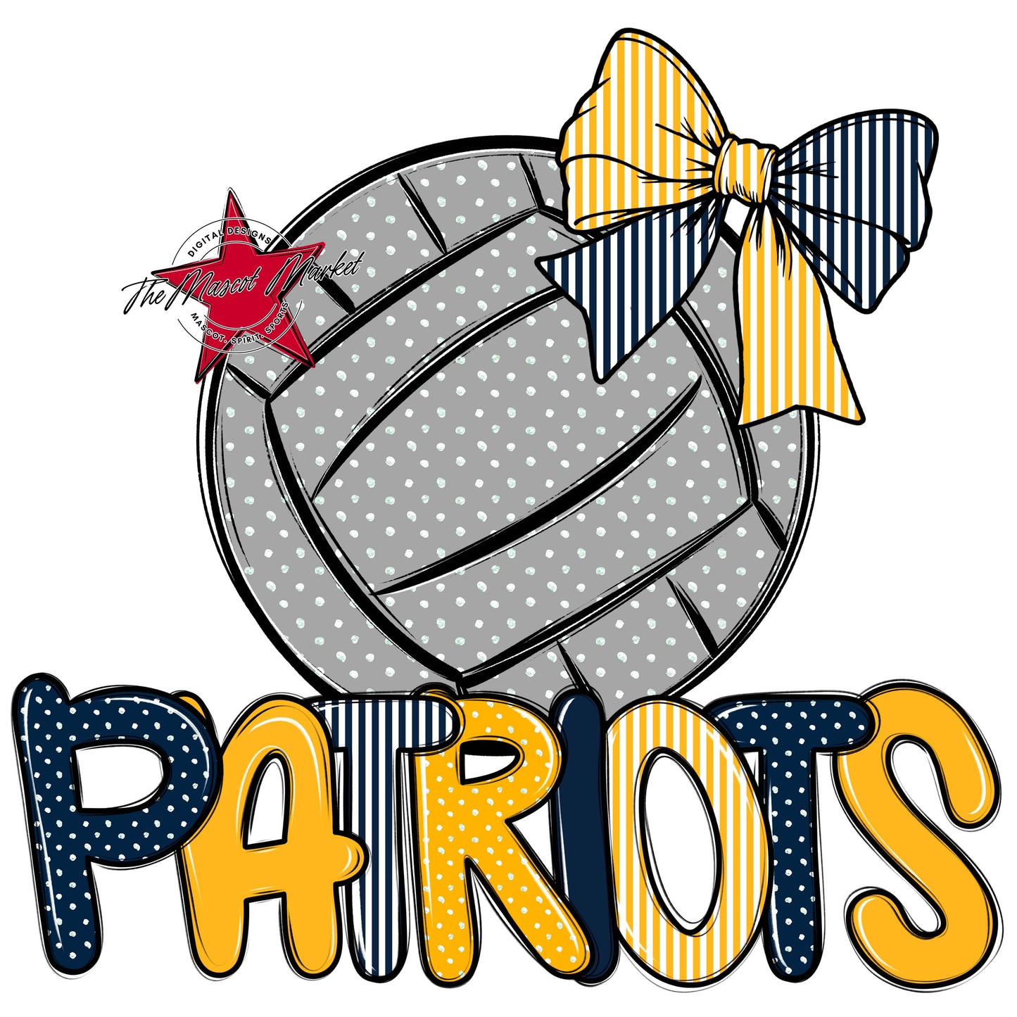 Patriots Volleyball Spirit Design-Navy & Yellow