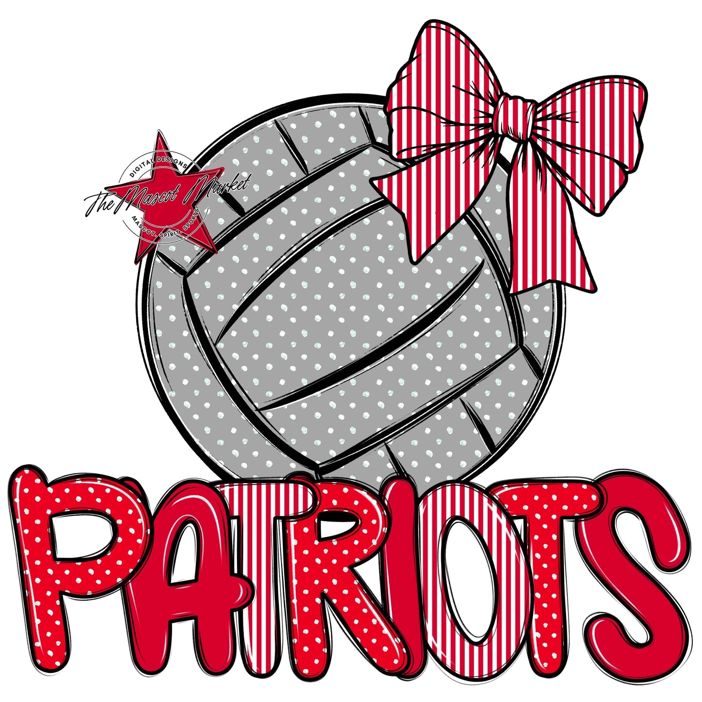 Patriots Volleyball Spirit Design-Red