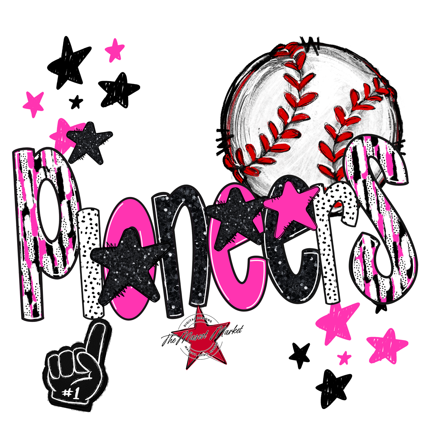 Pioneers Baseball Scrape-Pink