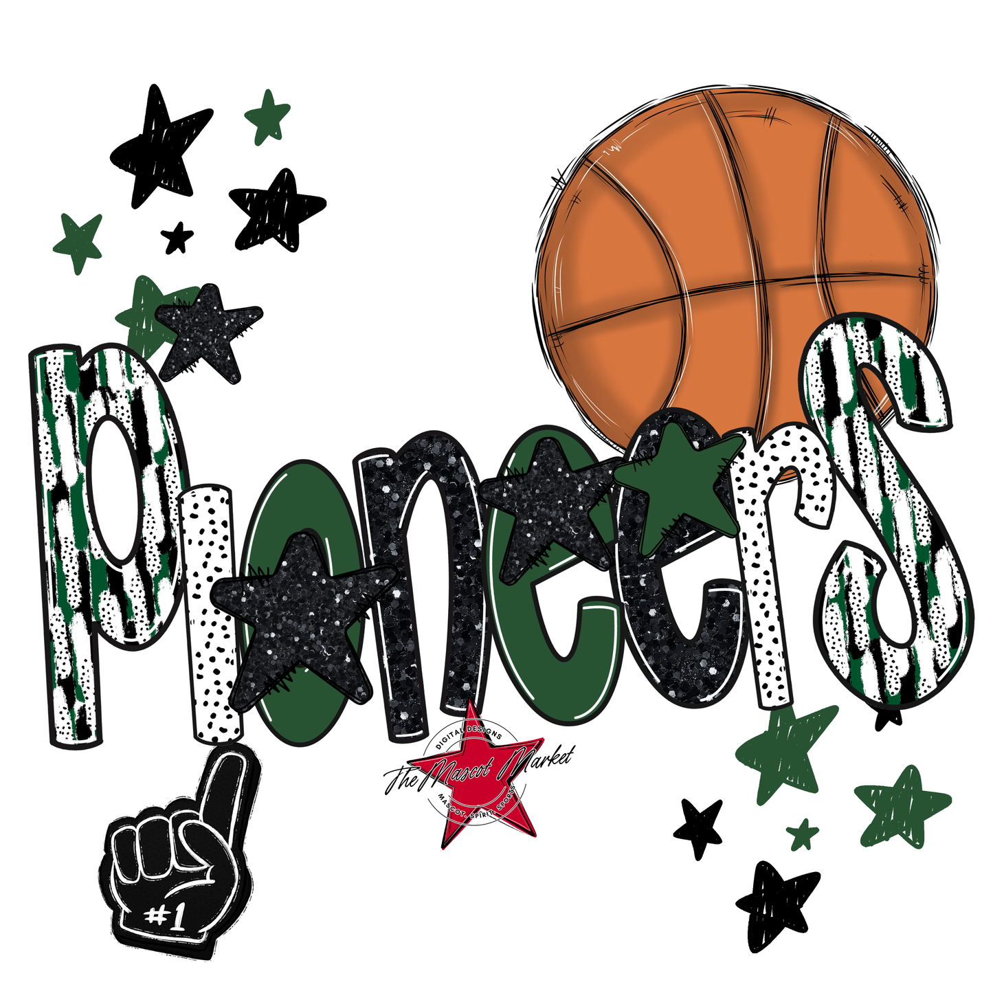Pioneers Basketball Scrape-Green