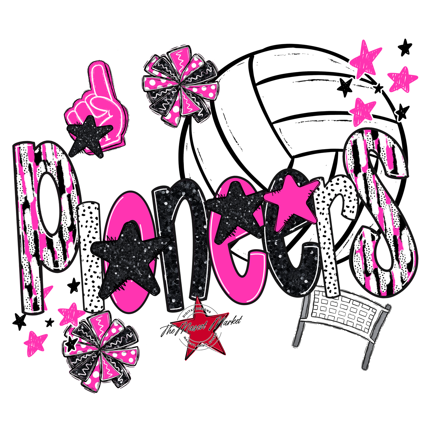 Pioneers Volleyball Scrape-Pink