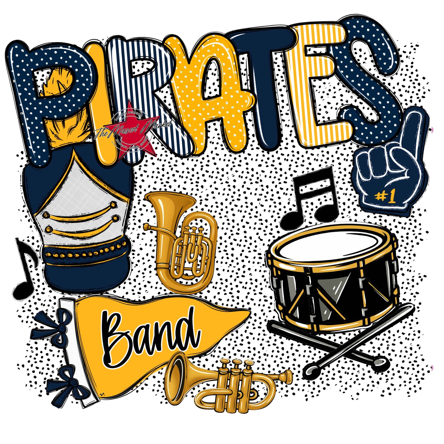 Pirates Band Spirit-Navy & Yellow