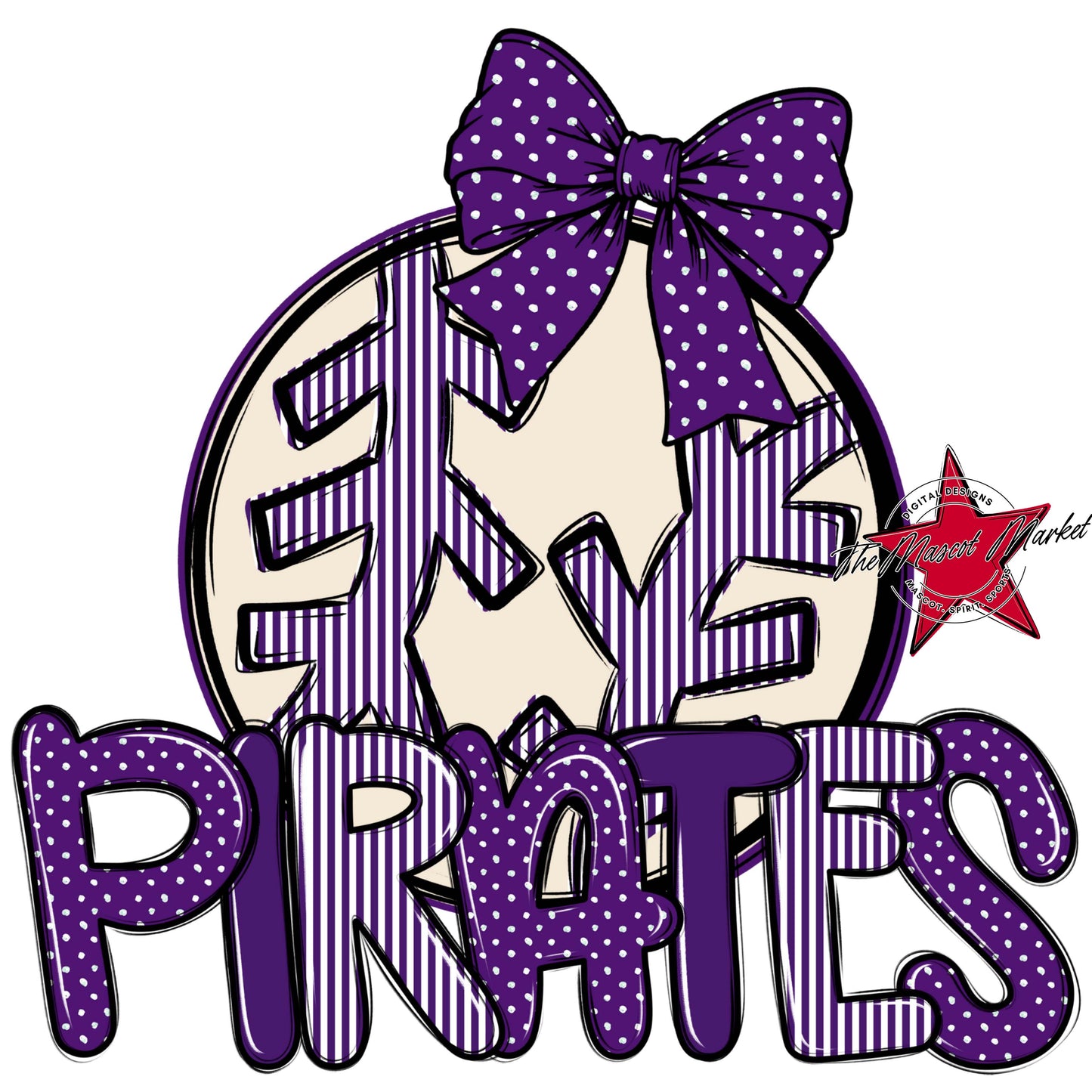 Pirates Baseball-Softball Spirit Design-Purple