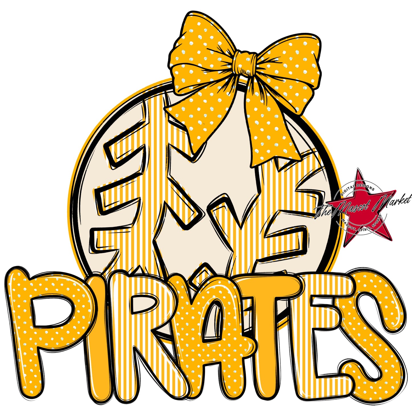 Pirates Baseball-Softball Spirit Design-Yellow