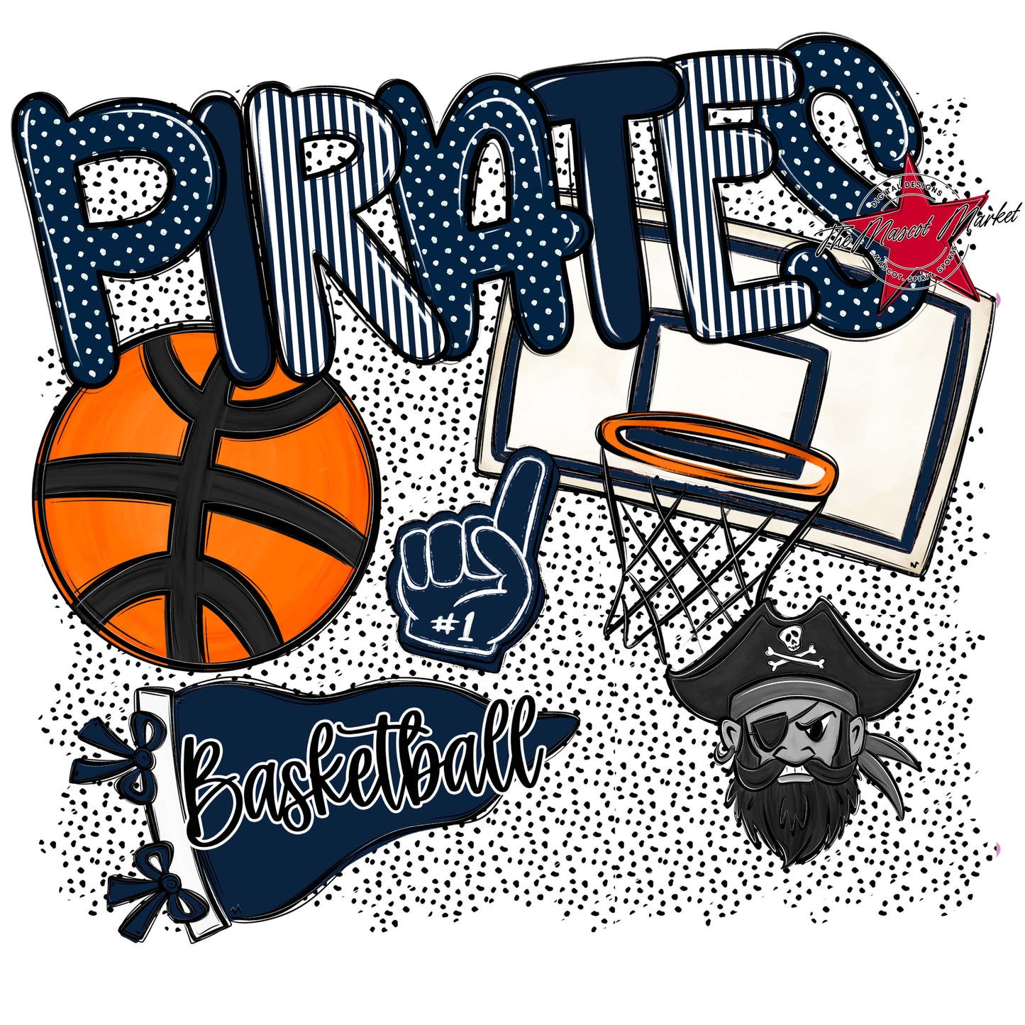 Pirates Basketball Spirit-Navy