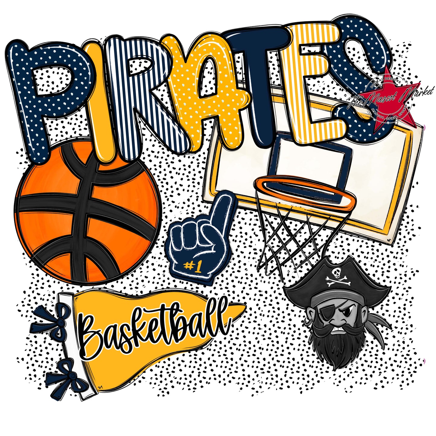 Pirates Basketball Spirit-Navy & Yellow
