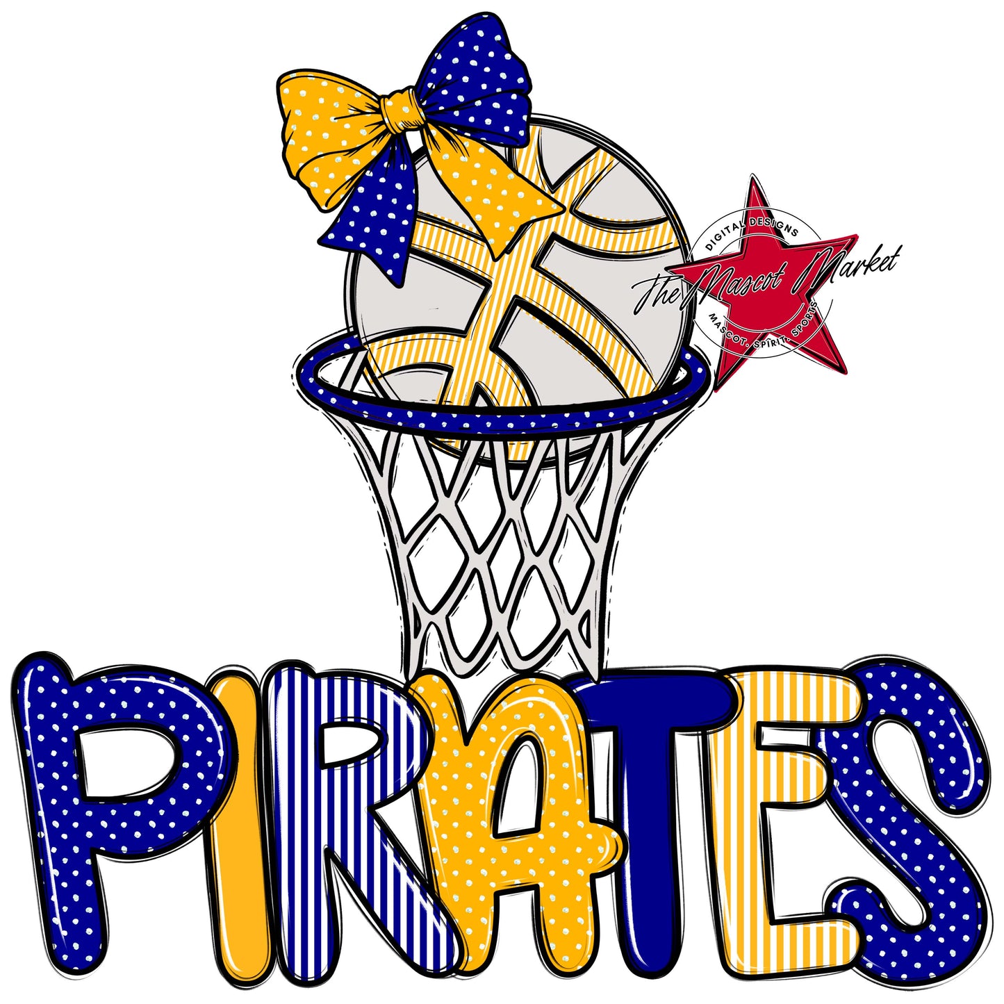 Pirates Basketball Spirit Design-Blue & Yellow