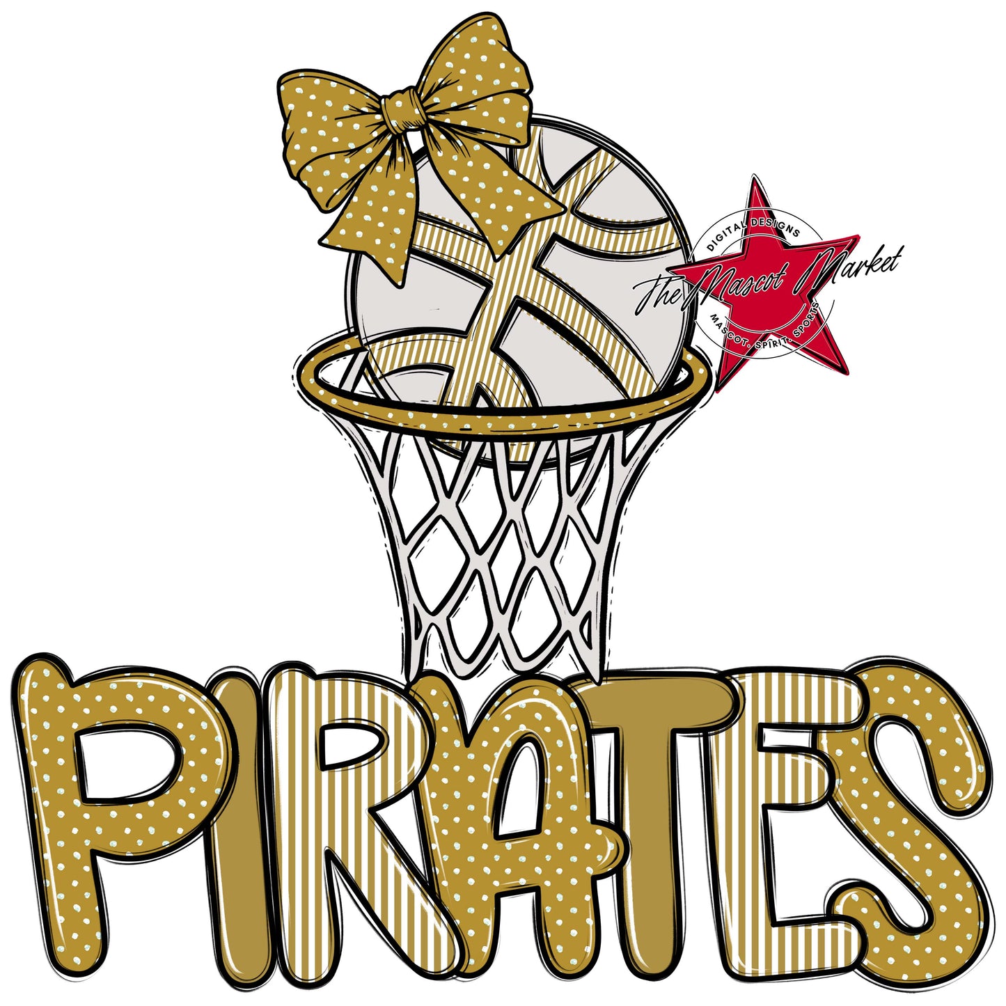 Pirates Basketball Spirit Design-Gold