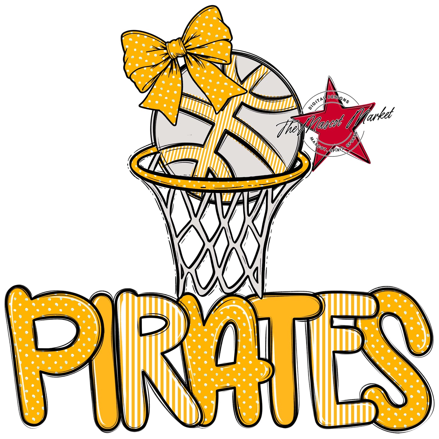 Pirates Basketball Spirit Design-Yellow