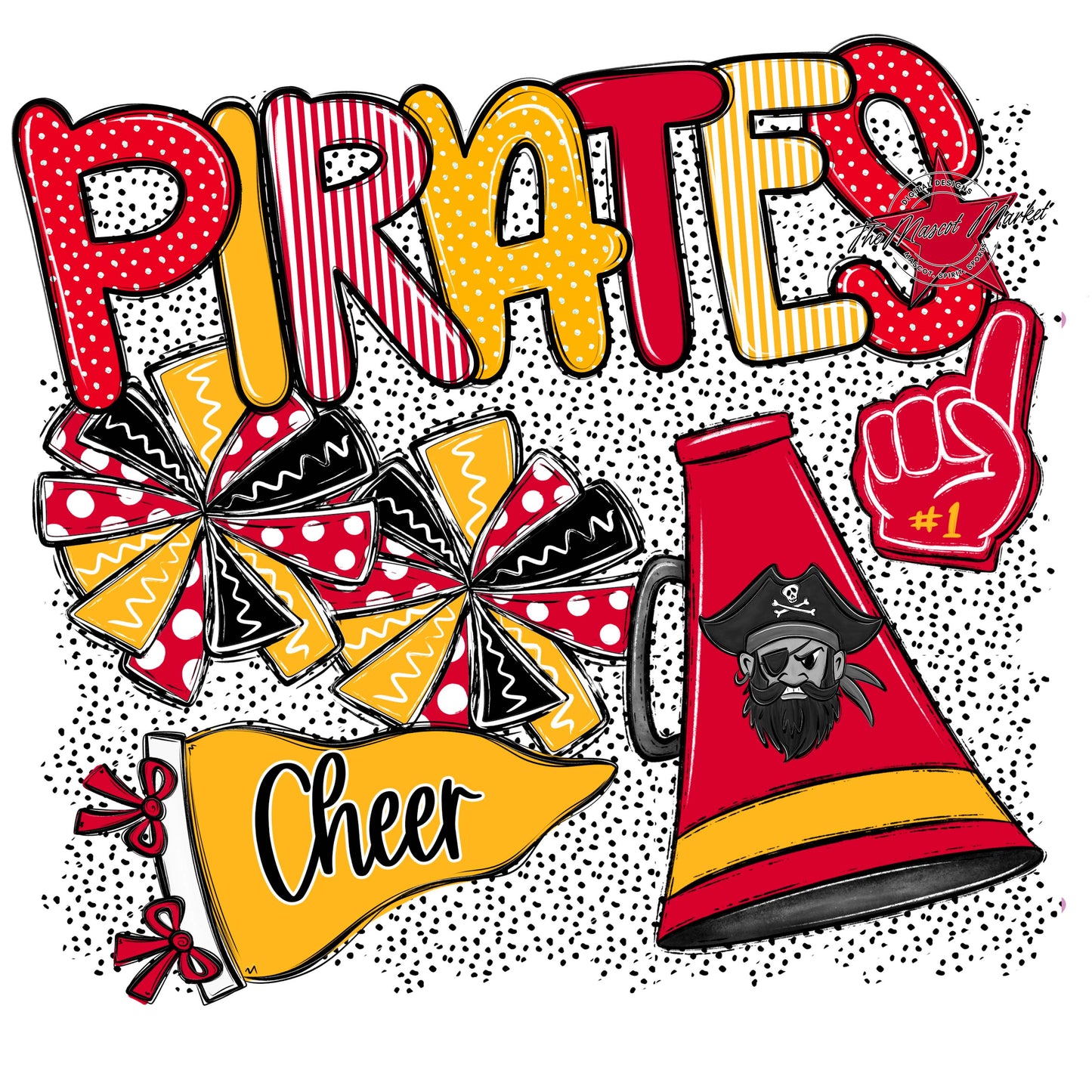 Pirates Cheer Spirit-Red & Yellow