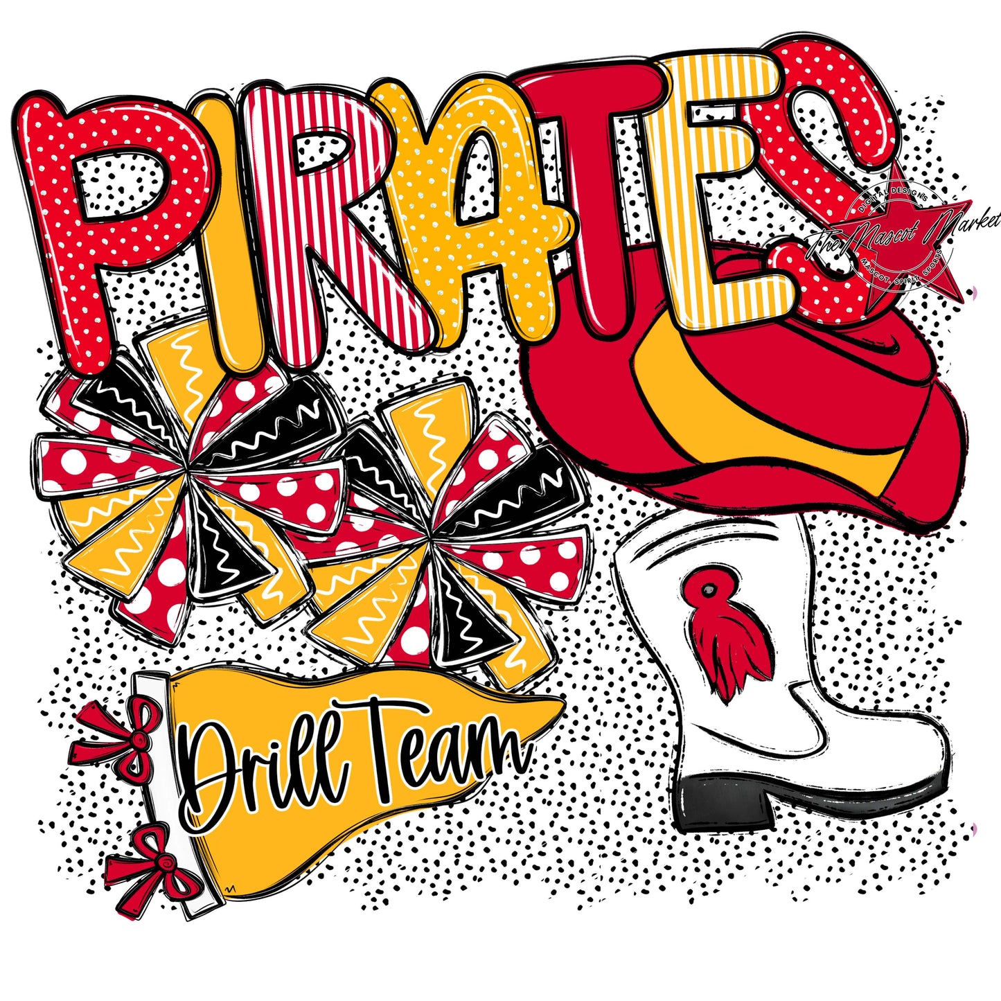 Pirates Drillteam Spirit-Red & Yellow