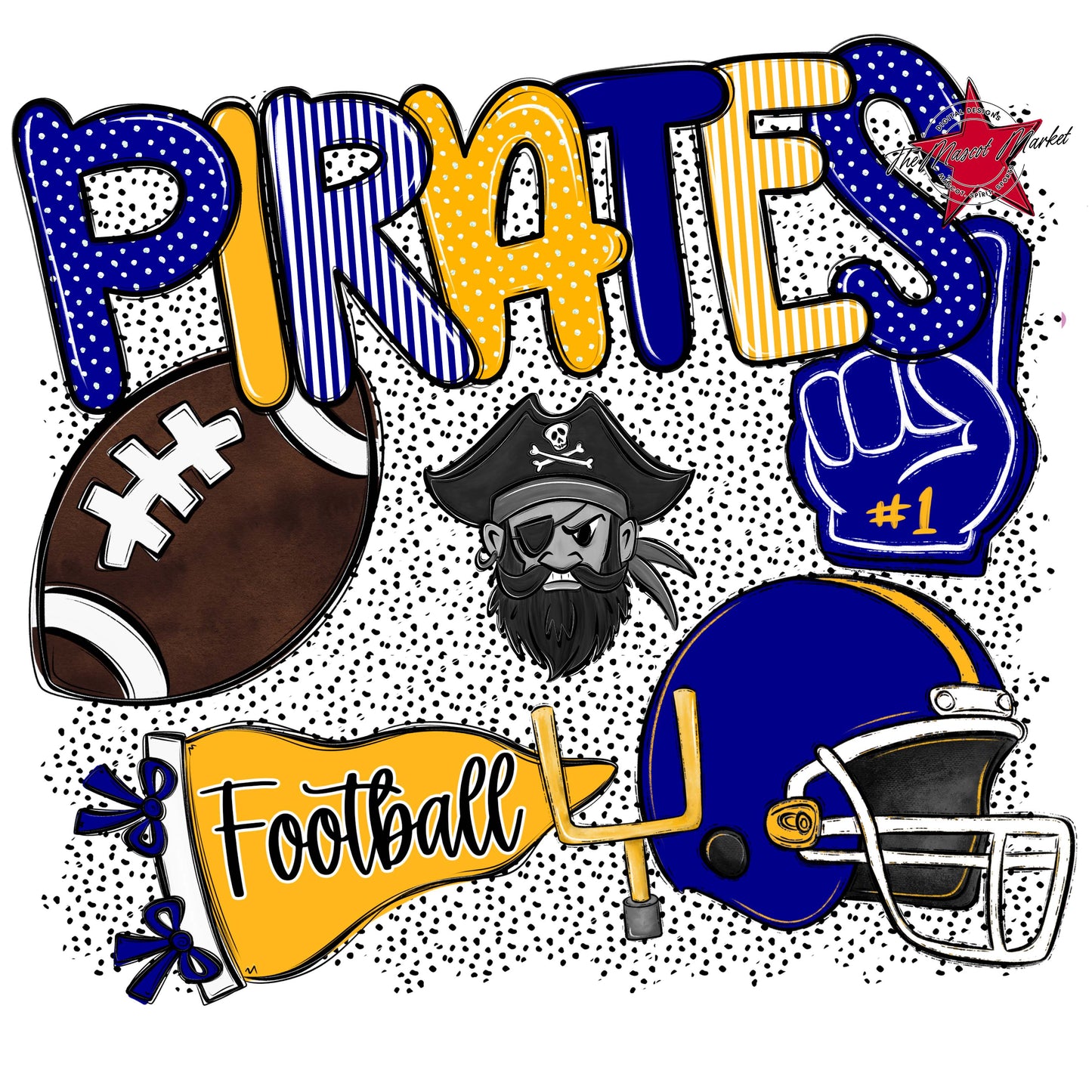 Pirates Football Spirit-Blue & Yellow