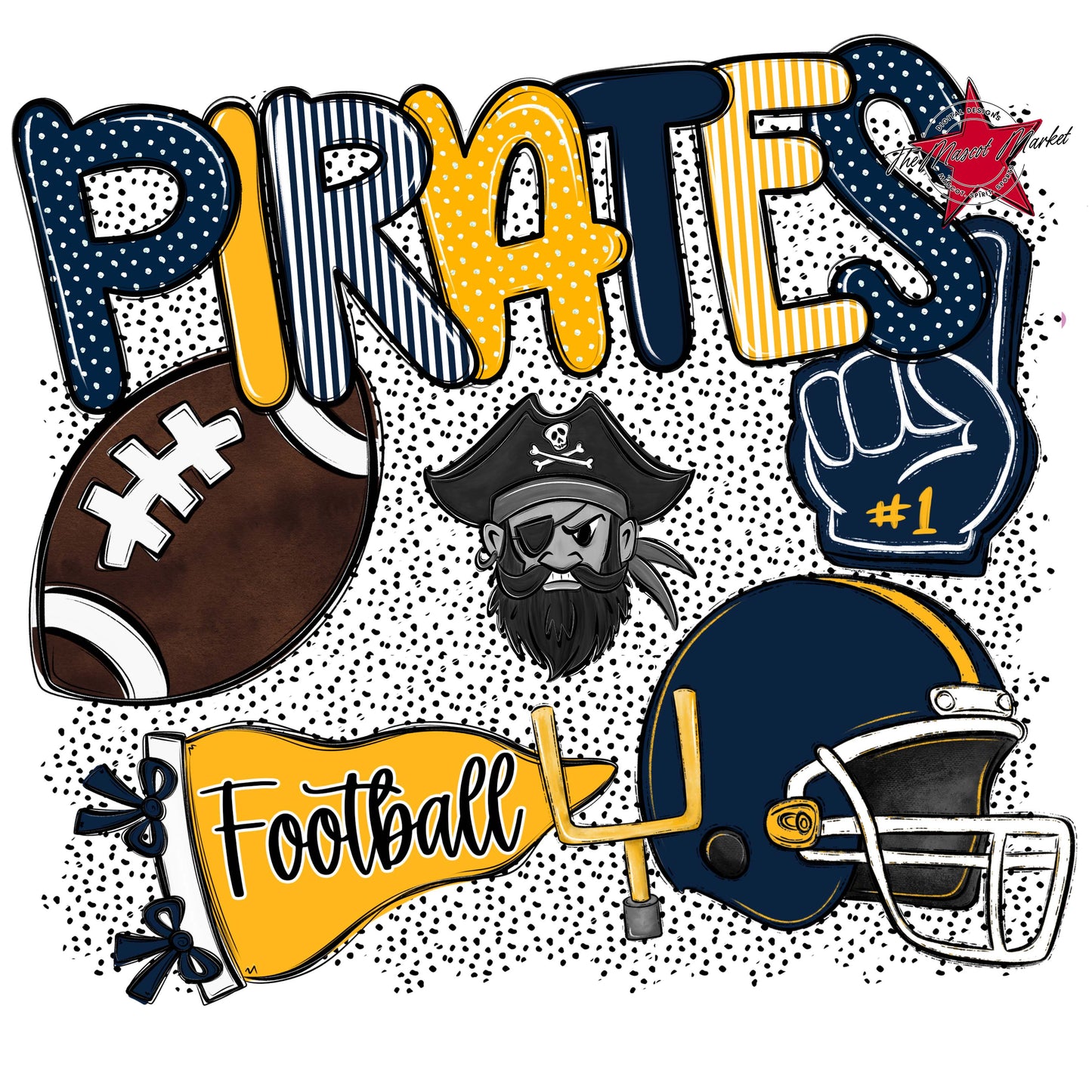 Pirates Football Spirit-Navy & Yellow