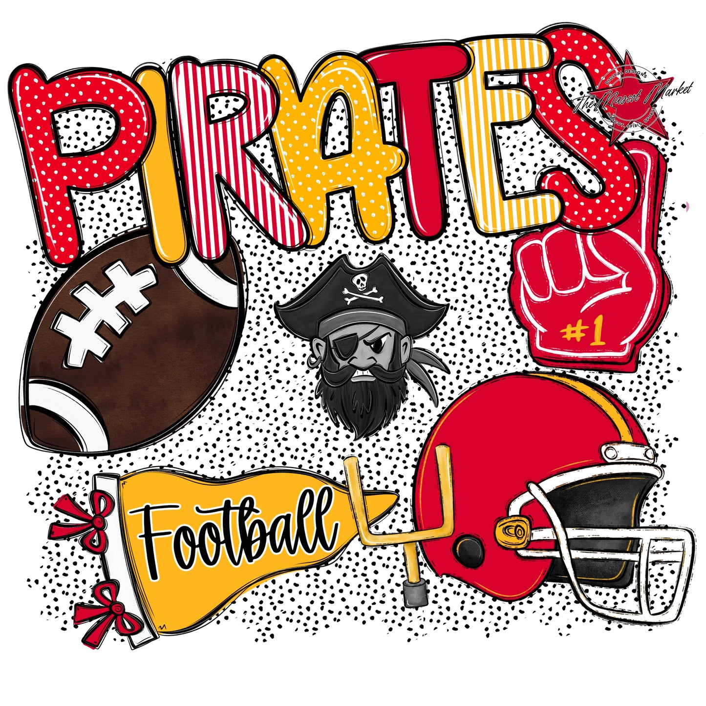 Pirates Football Spirit-Red & Yellow