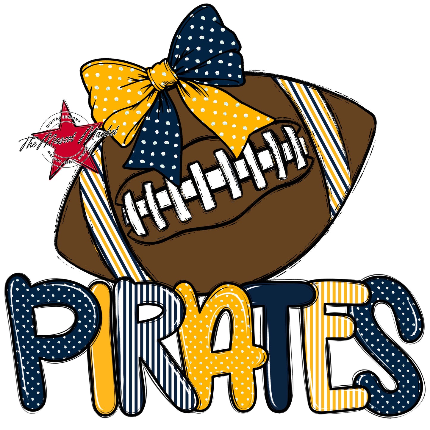 Pirates Football Spirit Design-Navy & Yellow