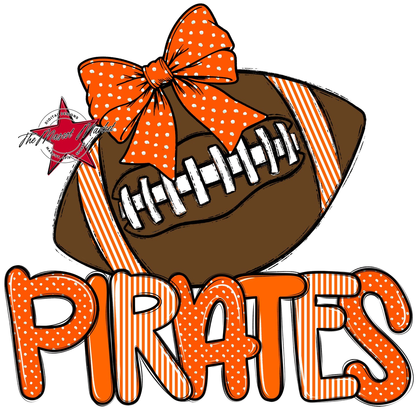 Pirates Football Spirit Design-Orange