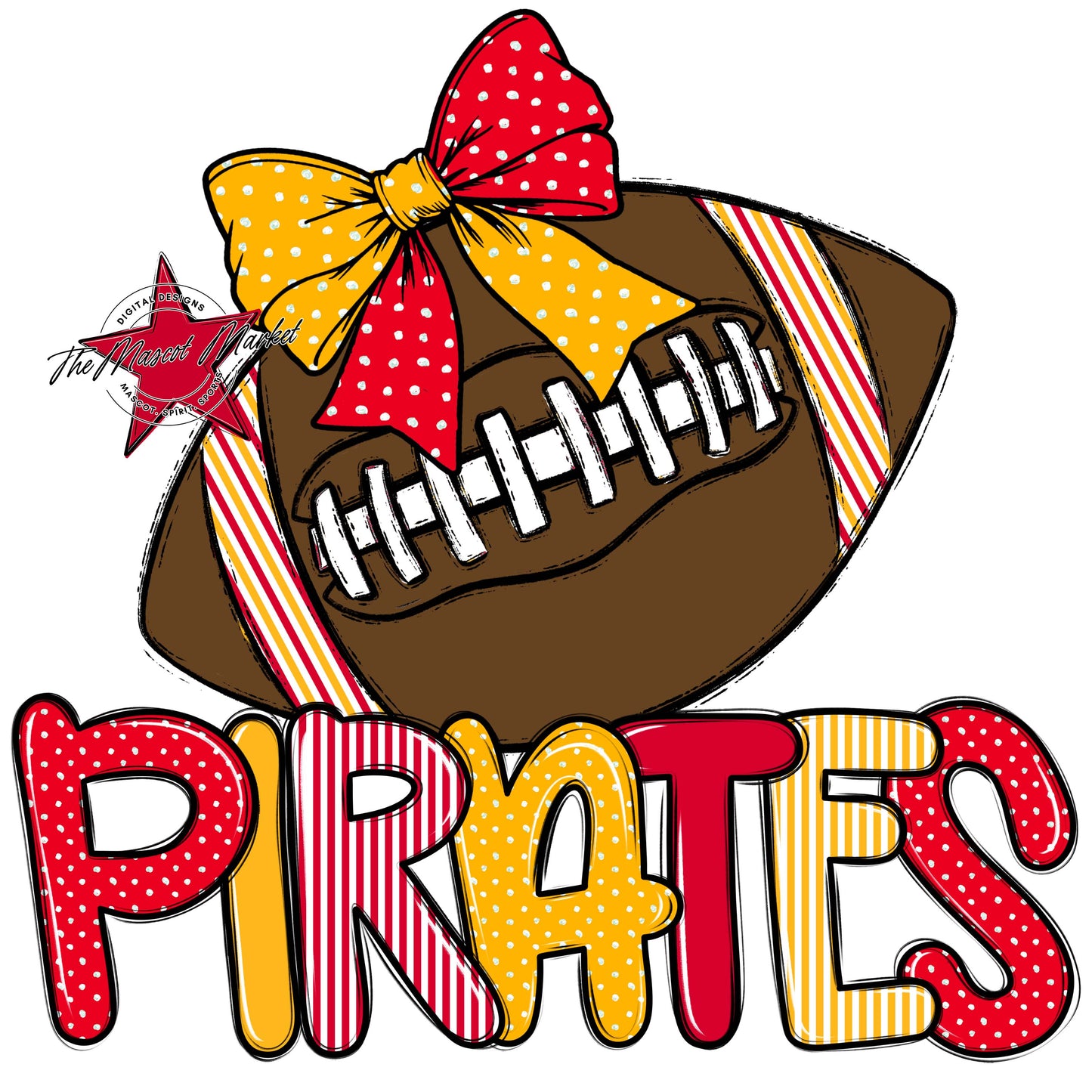 Pirates Football Spirit Design-Red & Yellow