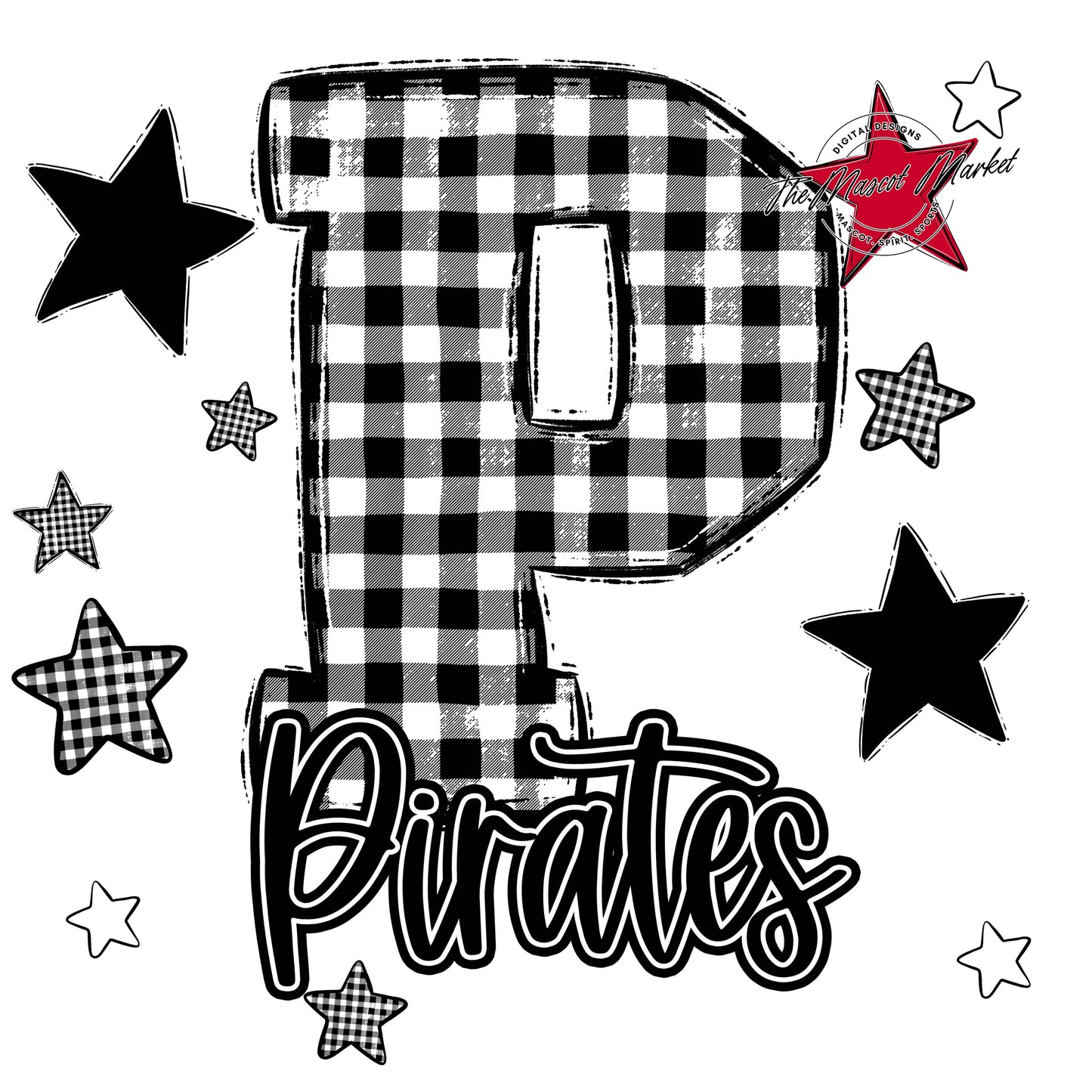 Pirates Plaid Star Design-Black