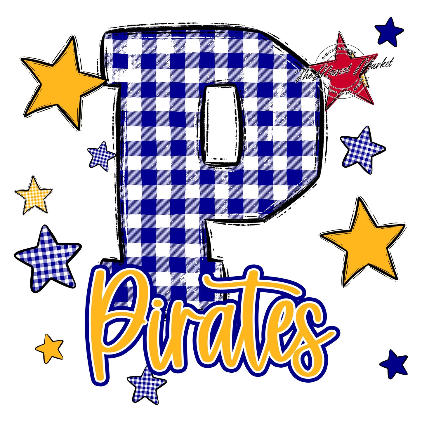Pirates Plaid Star Design-Blue & Yellow
