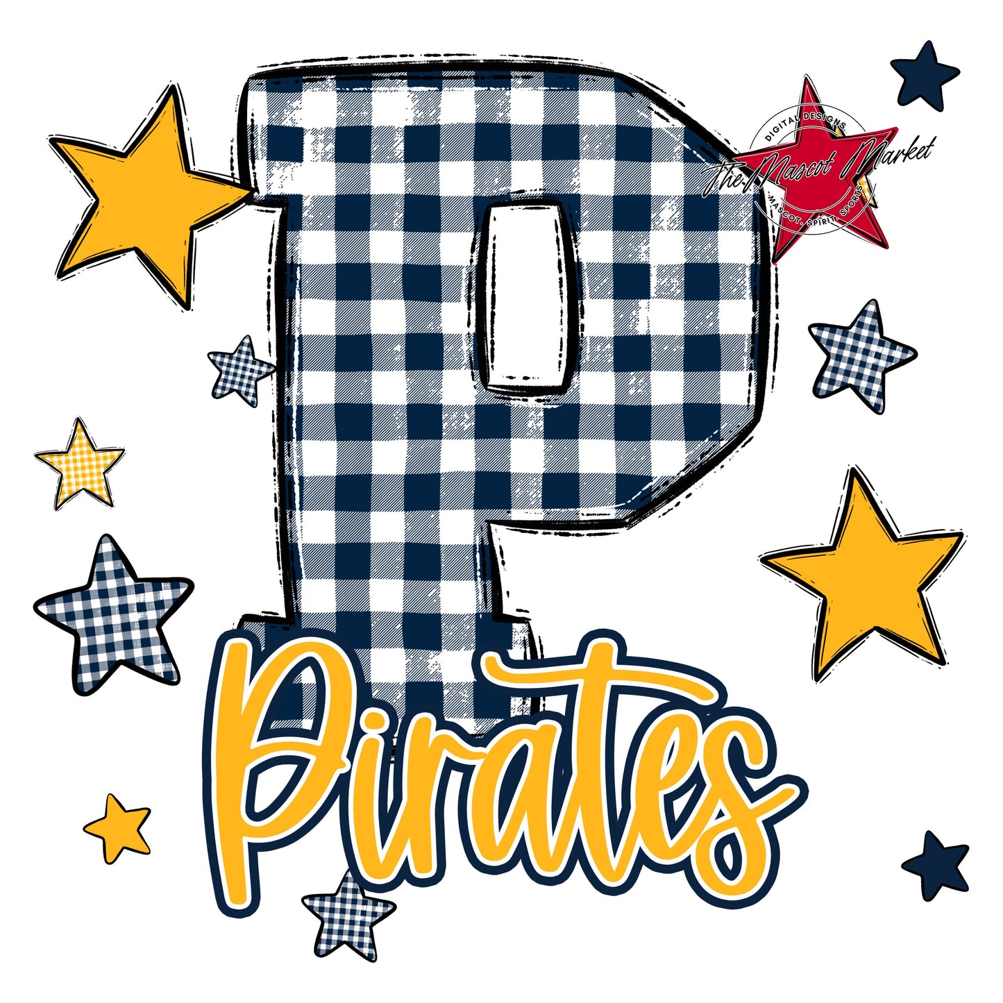 Pirates Plaid Star Design-Navy & Yellow