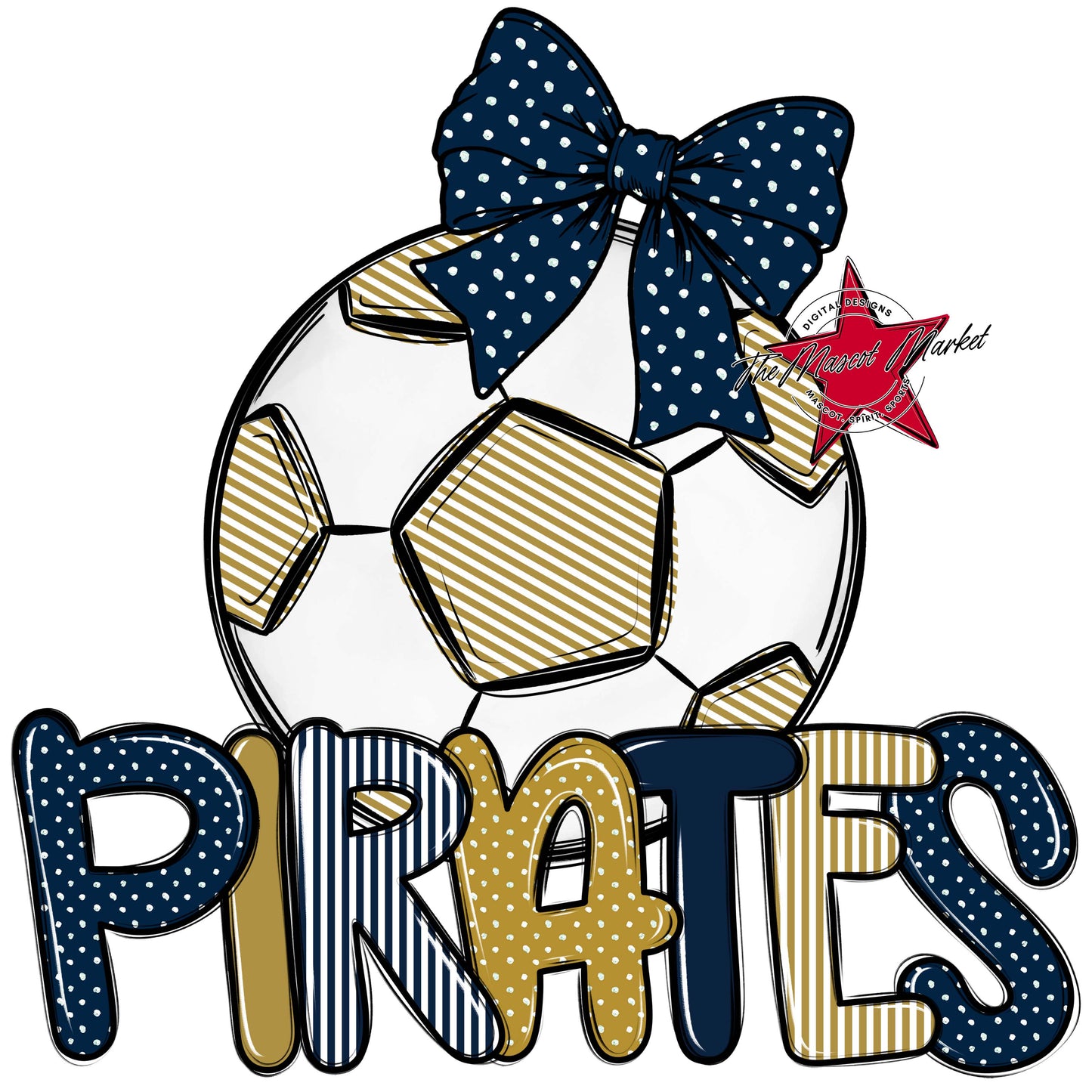 Pirates Soccer Spirit Design-Navy & Gold