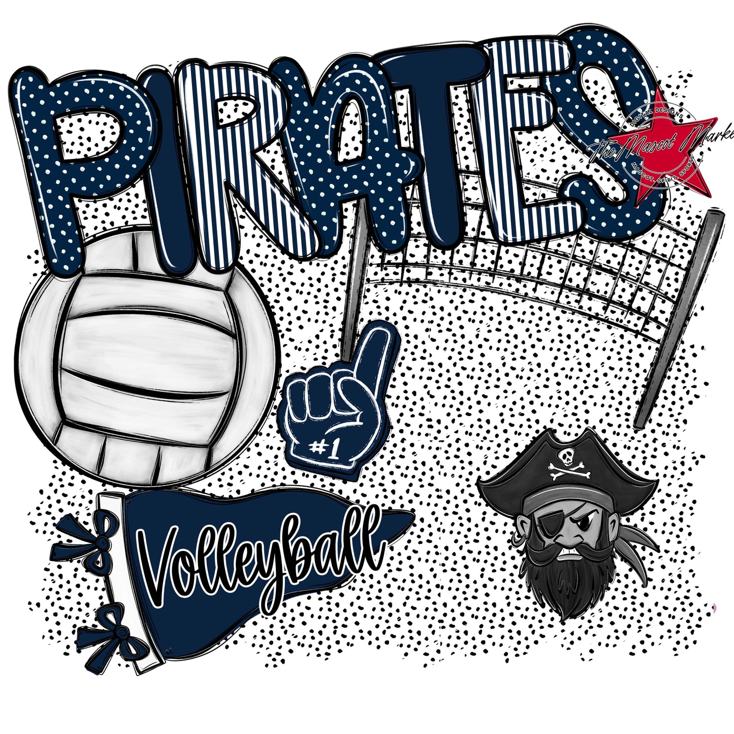 Pirates Volleyball Spirit-Navy