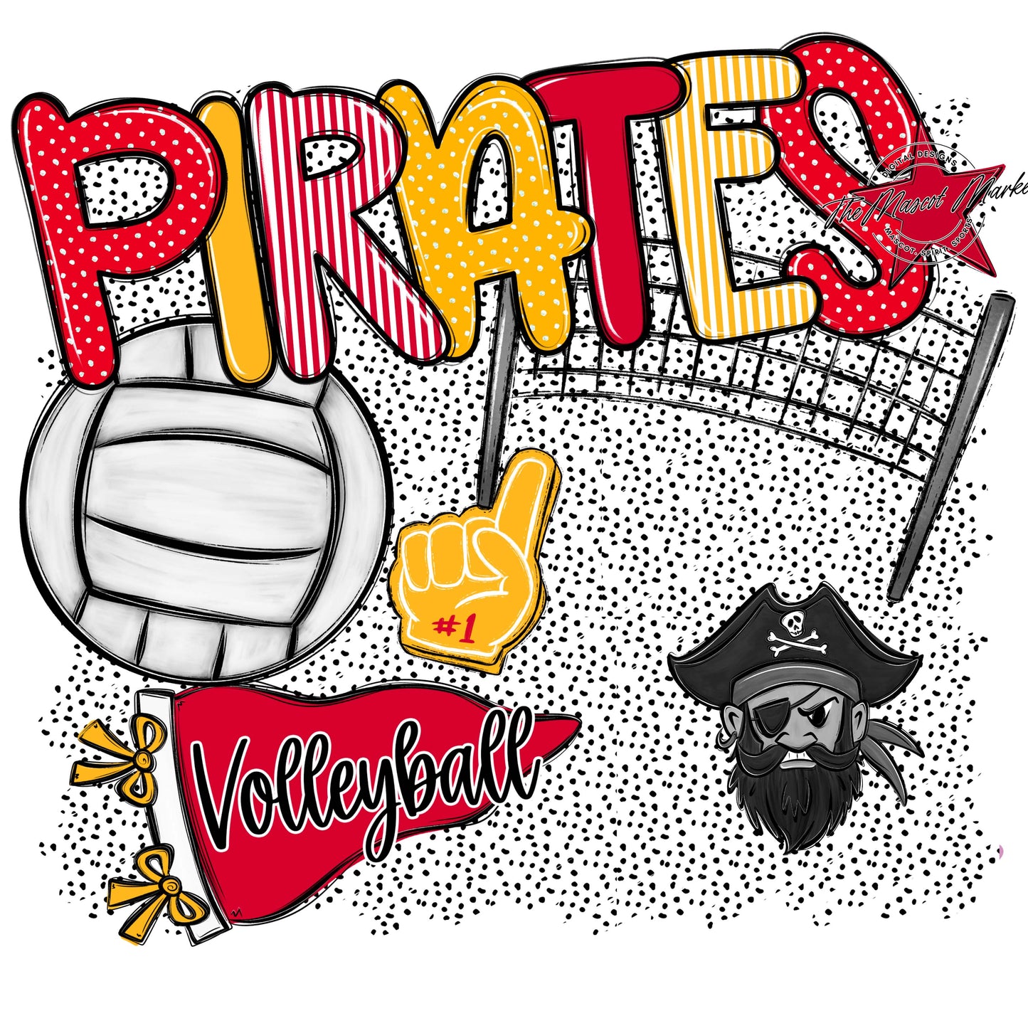 Pirates Volleyball Spirit-Red & Yellow
