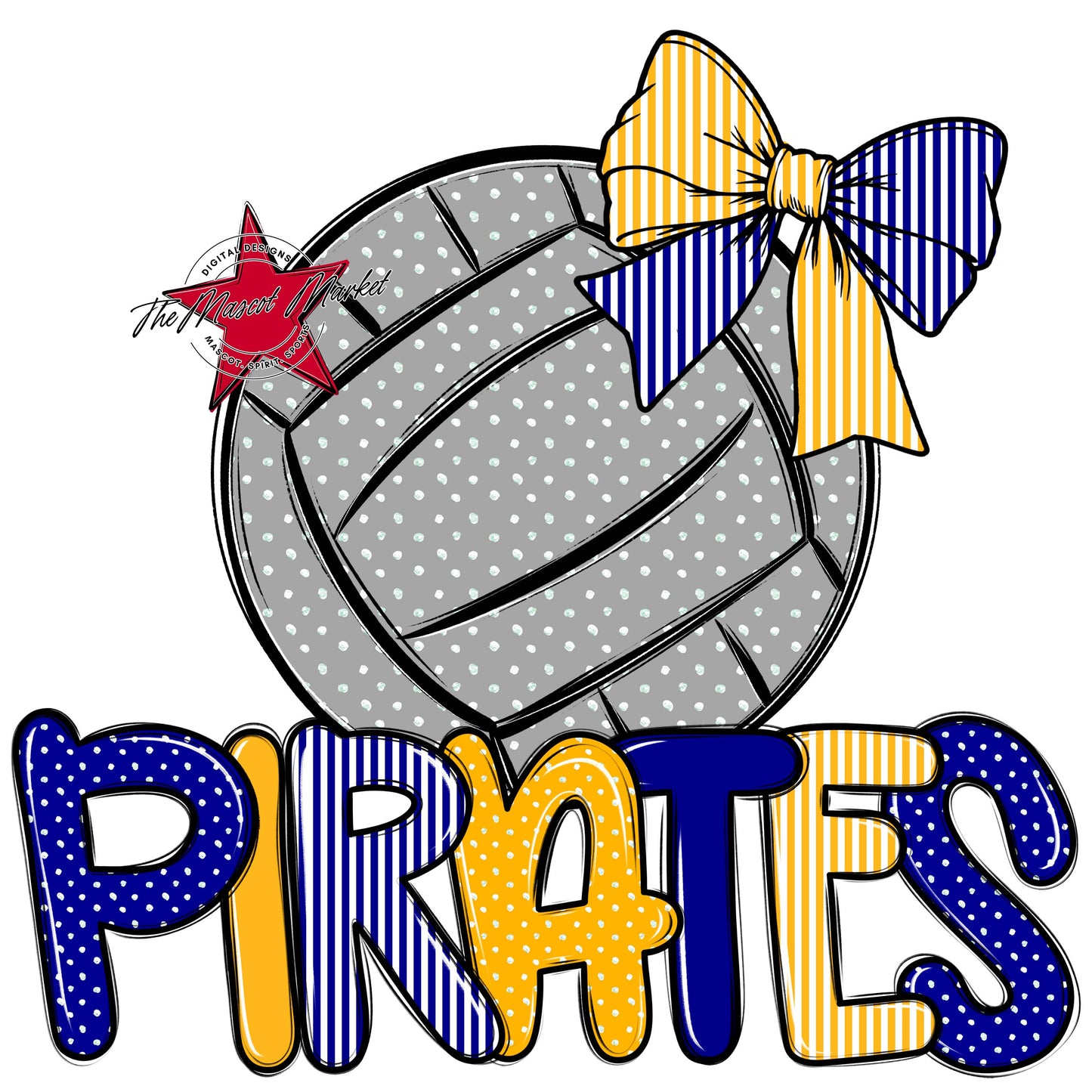 Pirates Volleyball Spirit Design-Blue & Yellow