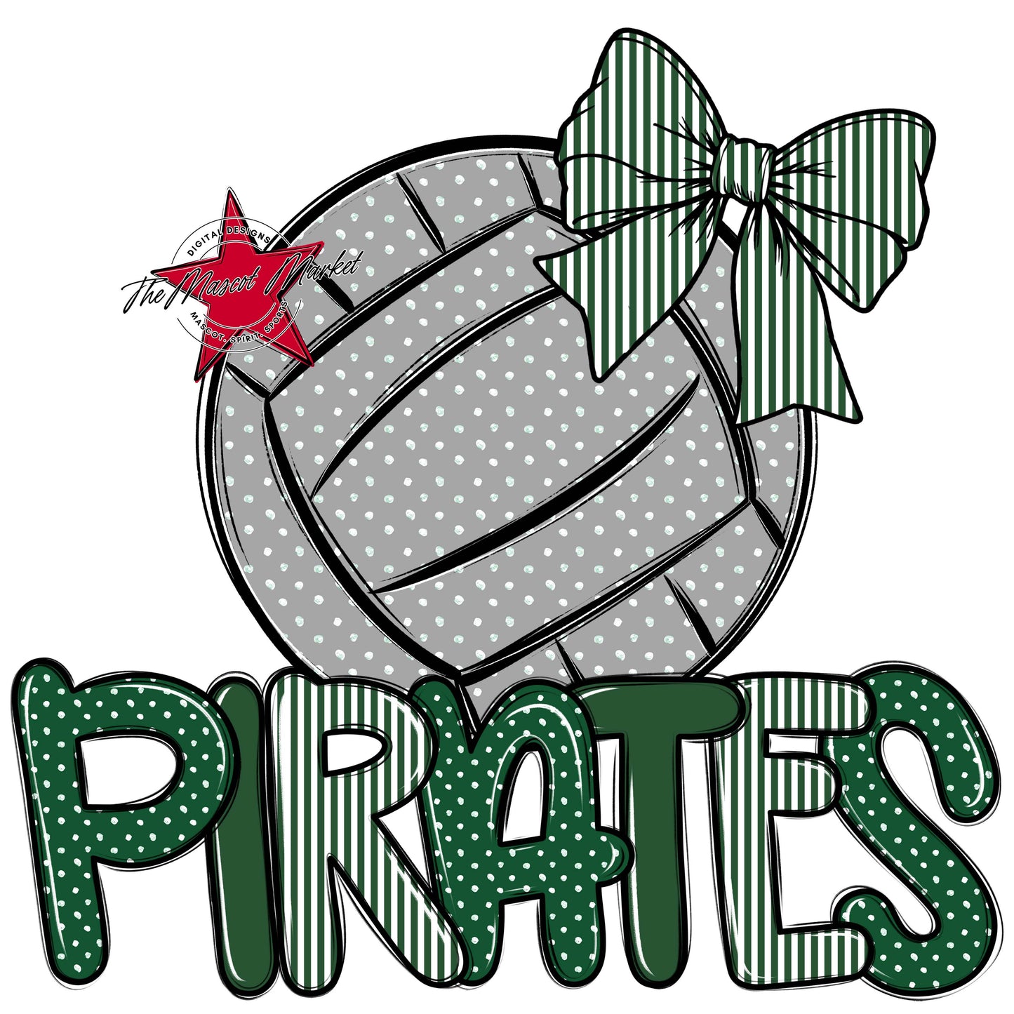 Pirates Volleyball Spirit Design-Green