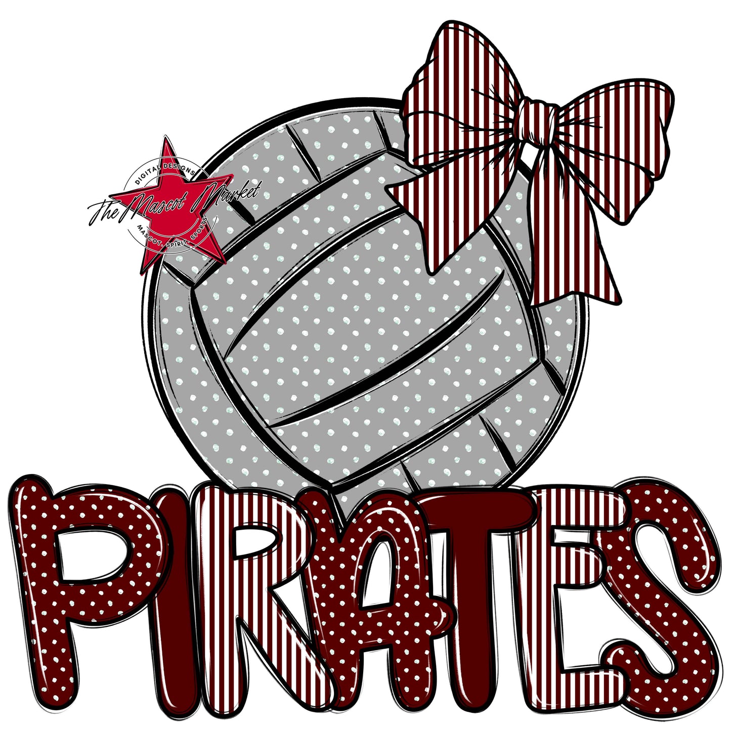 Pirates Volleyball Spirit Design-Maroon