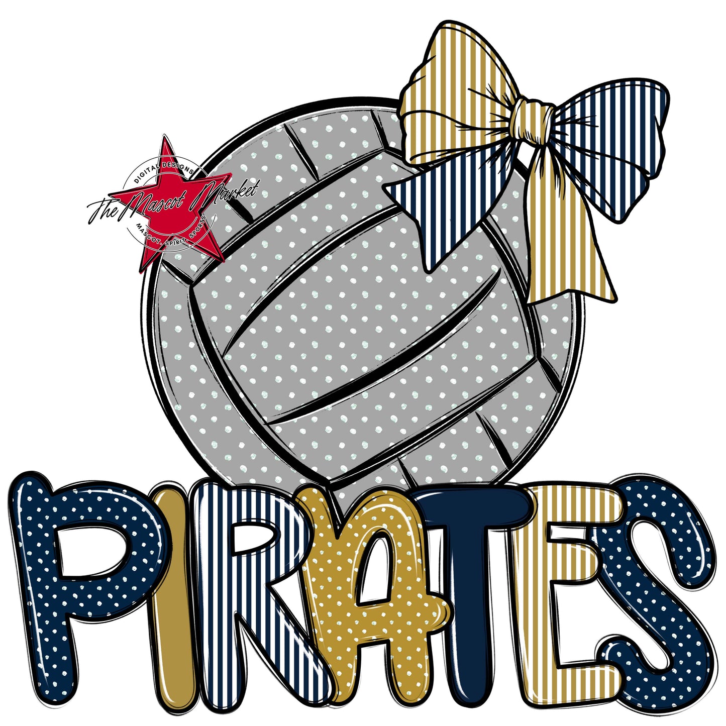 Pirates Volleyball Spirit Design-Navy & Gold