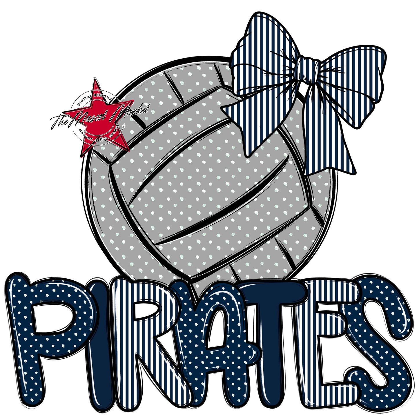 Pirates Volleyball Spirit Design-Navy