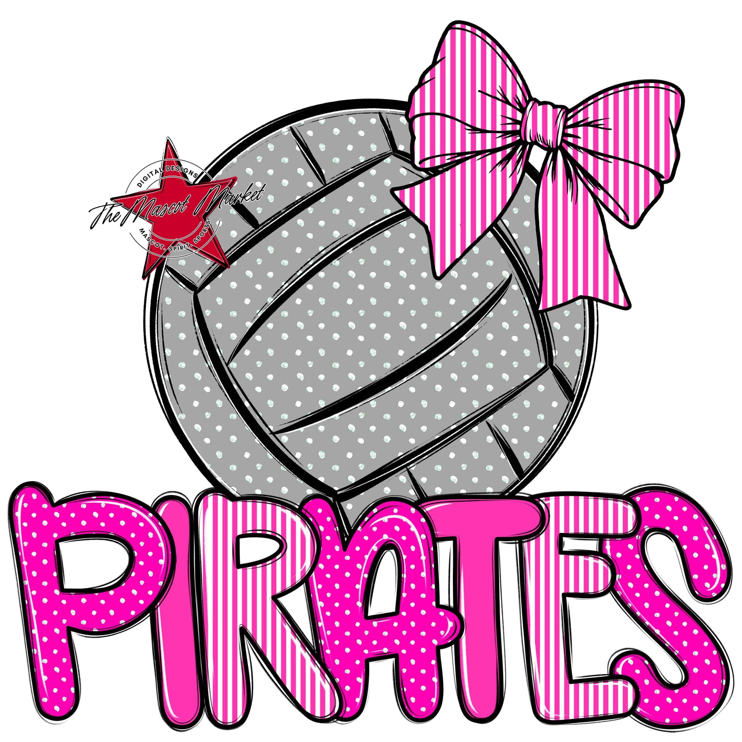 Pirates Volleyball Spirit Design-Pink