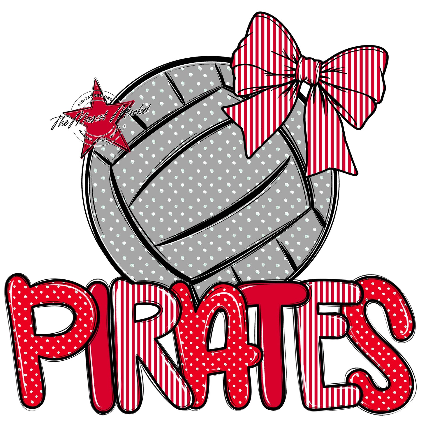 Pirates Volleyball Spirit Design-Red