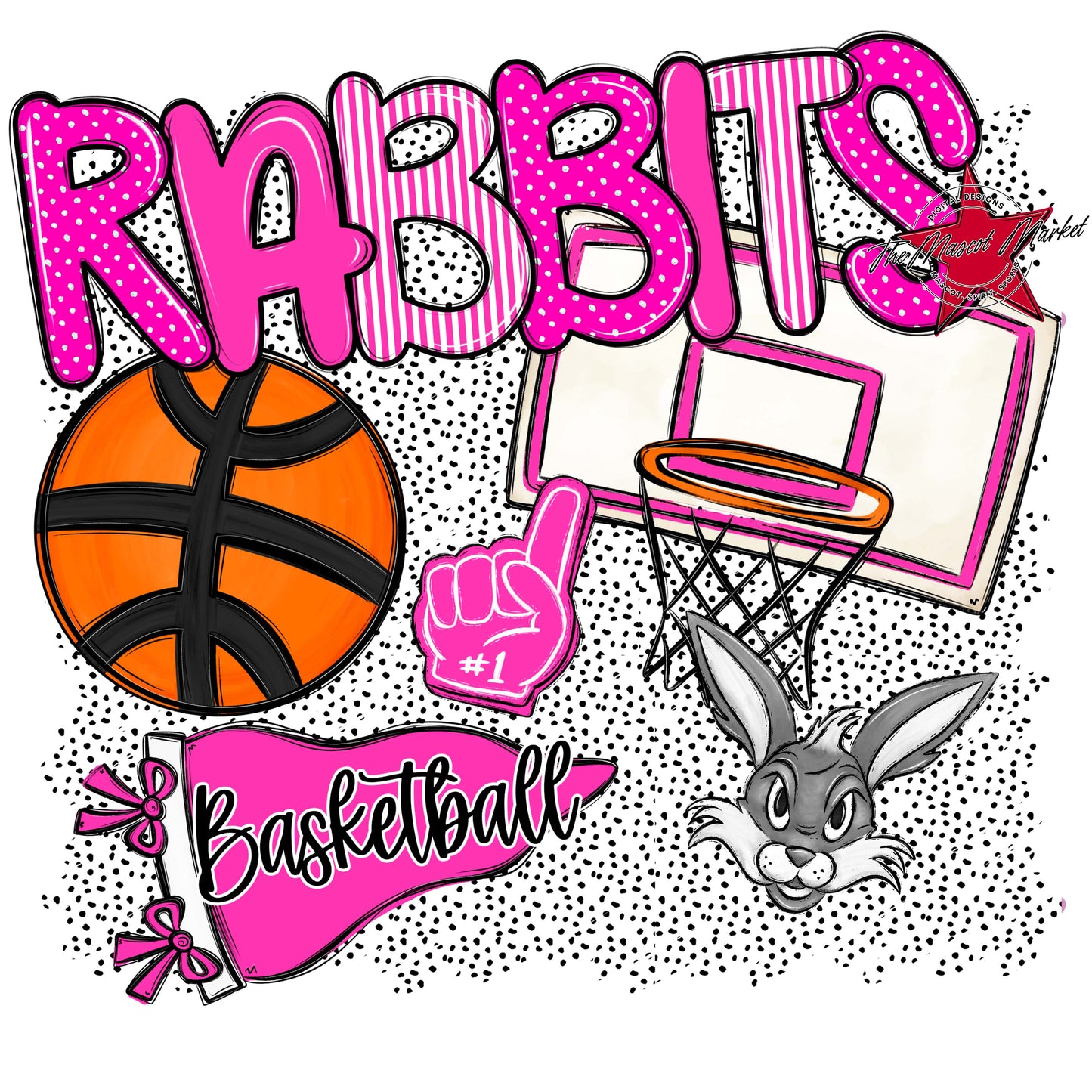 Rabbits Basketball Spirit-Pink