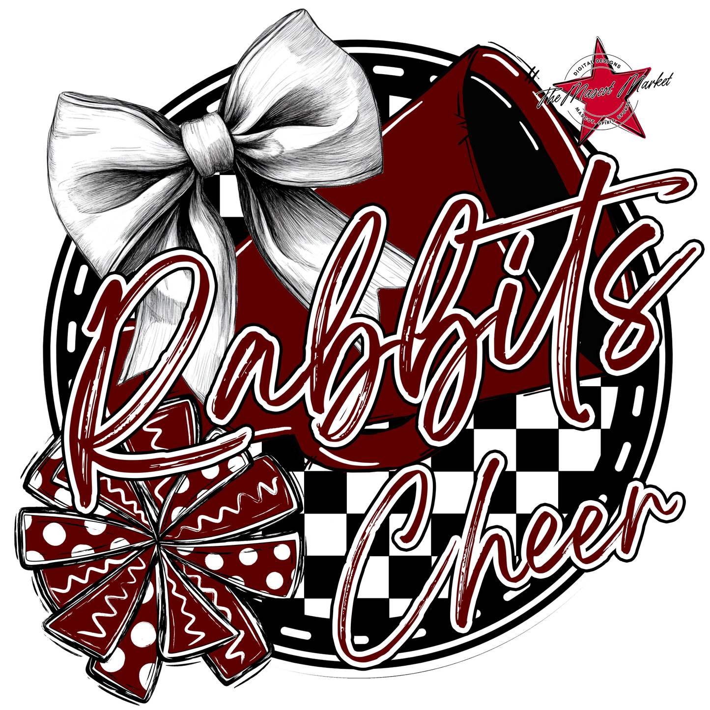Rabbits Circle Cheer Design-Maroon