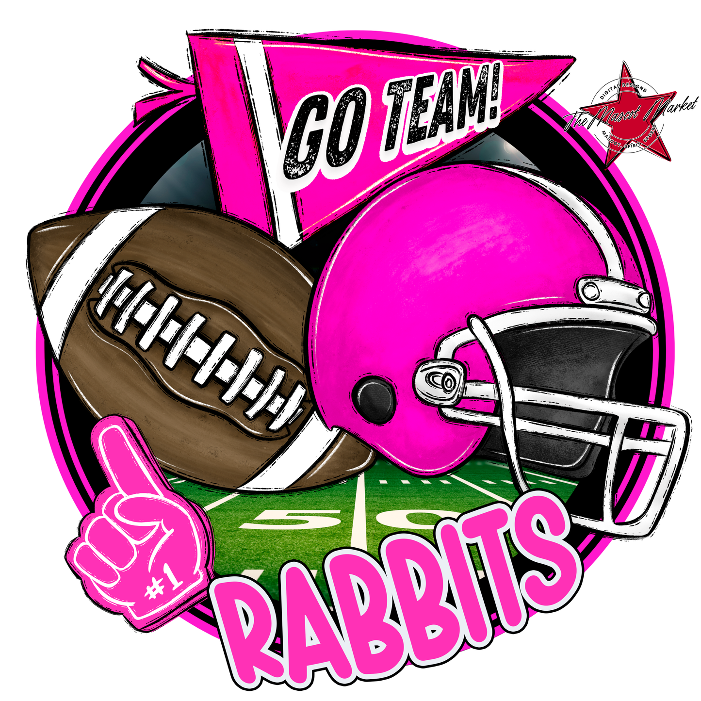 Rabbits Circle Football Design-Pink