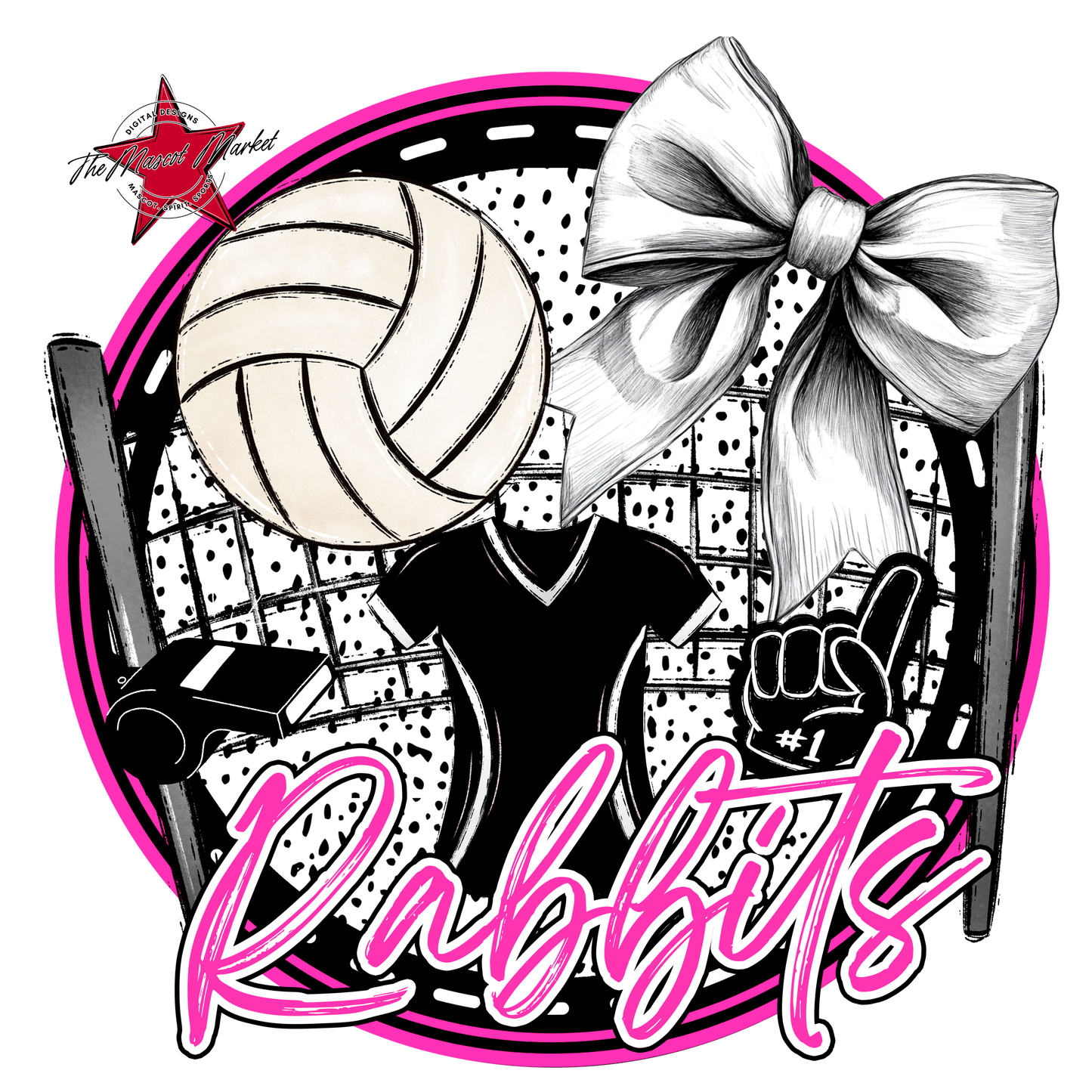 Rabbits Circle Volleyball Design-Pink