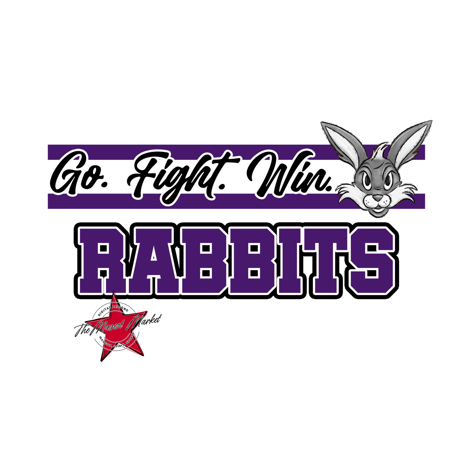 Rabbits Go Fight Win Mascot Lines-Purple
