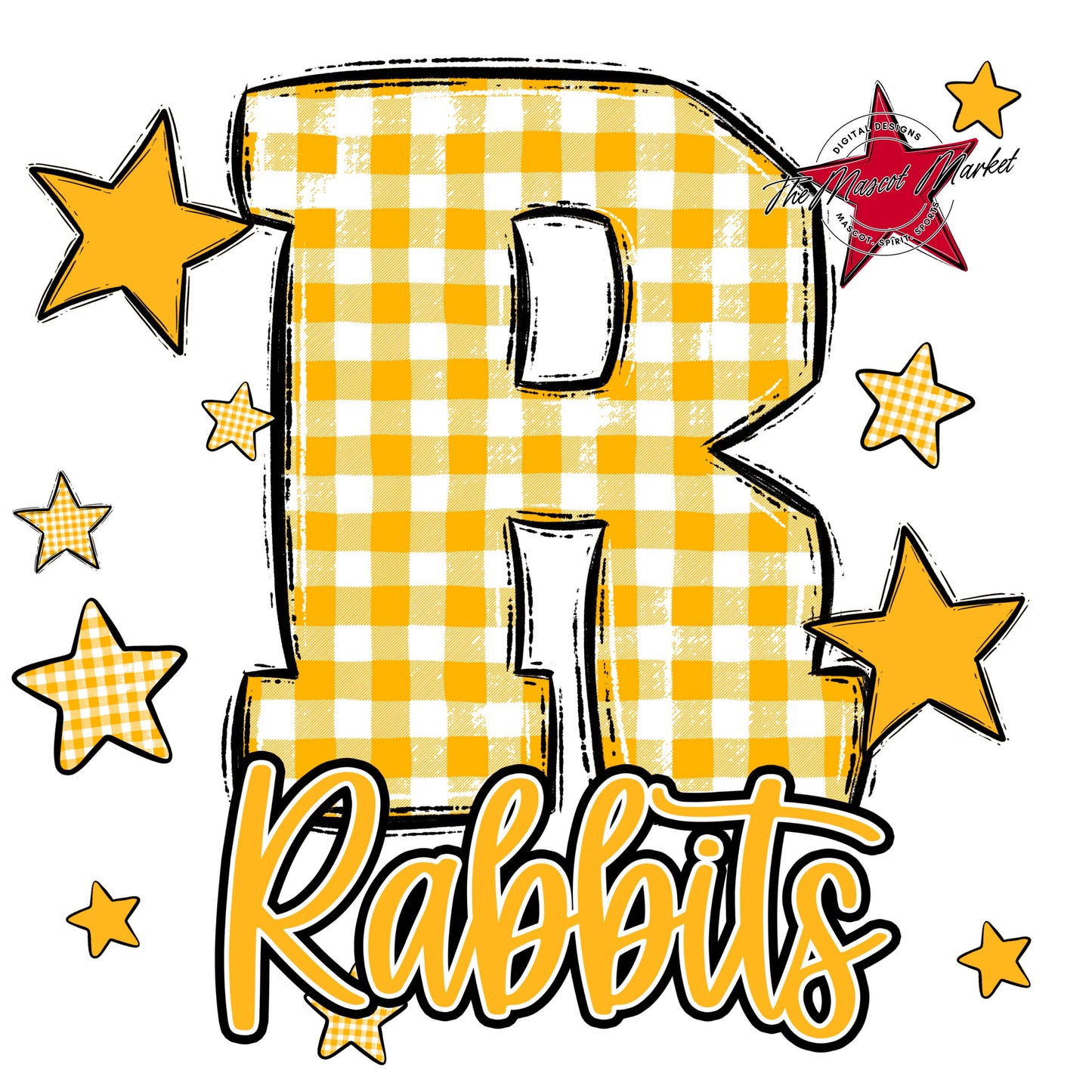 Rabbits Plaid Star Design-Yellow