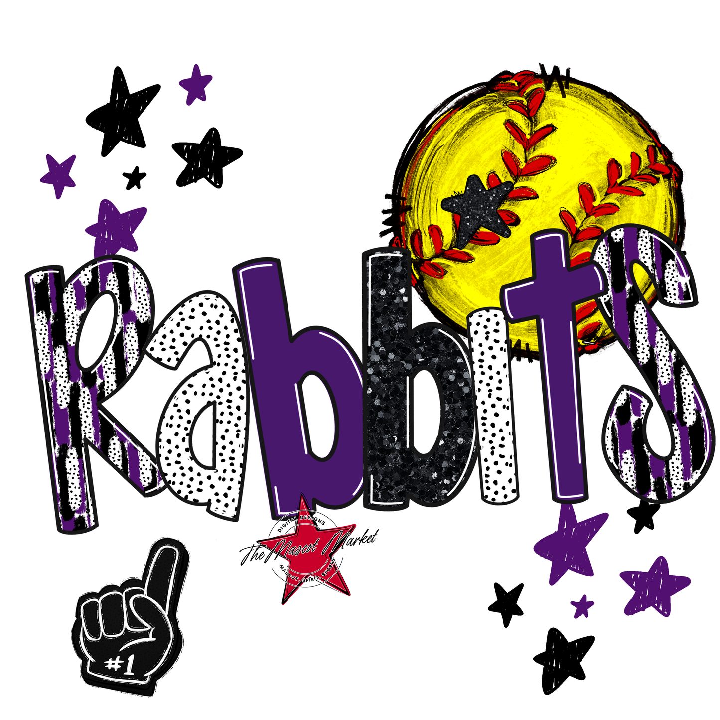 Rabbits Softball Scrape-Purple