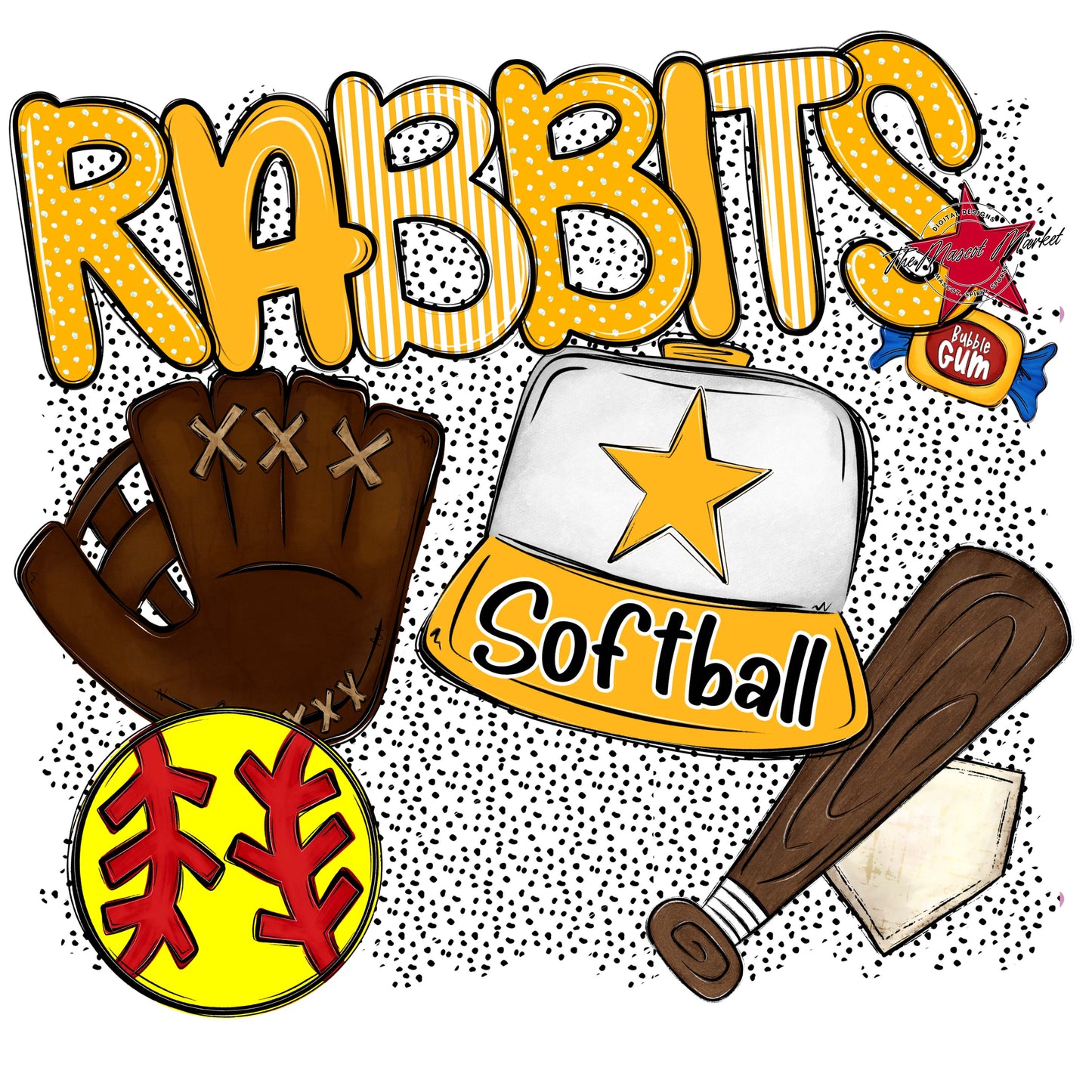 Rabbits Softball Spirit-Yellow