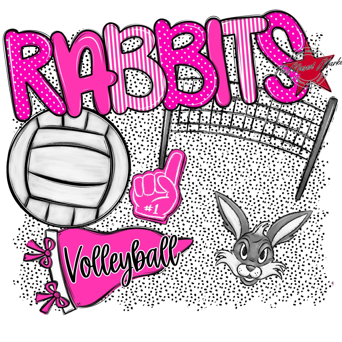 Rabbits Volleyball Spirit-Pink