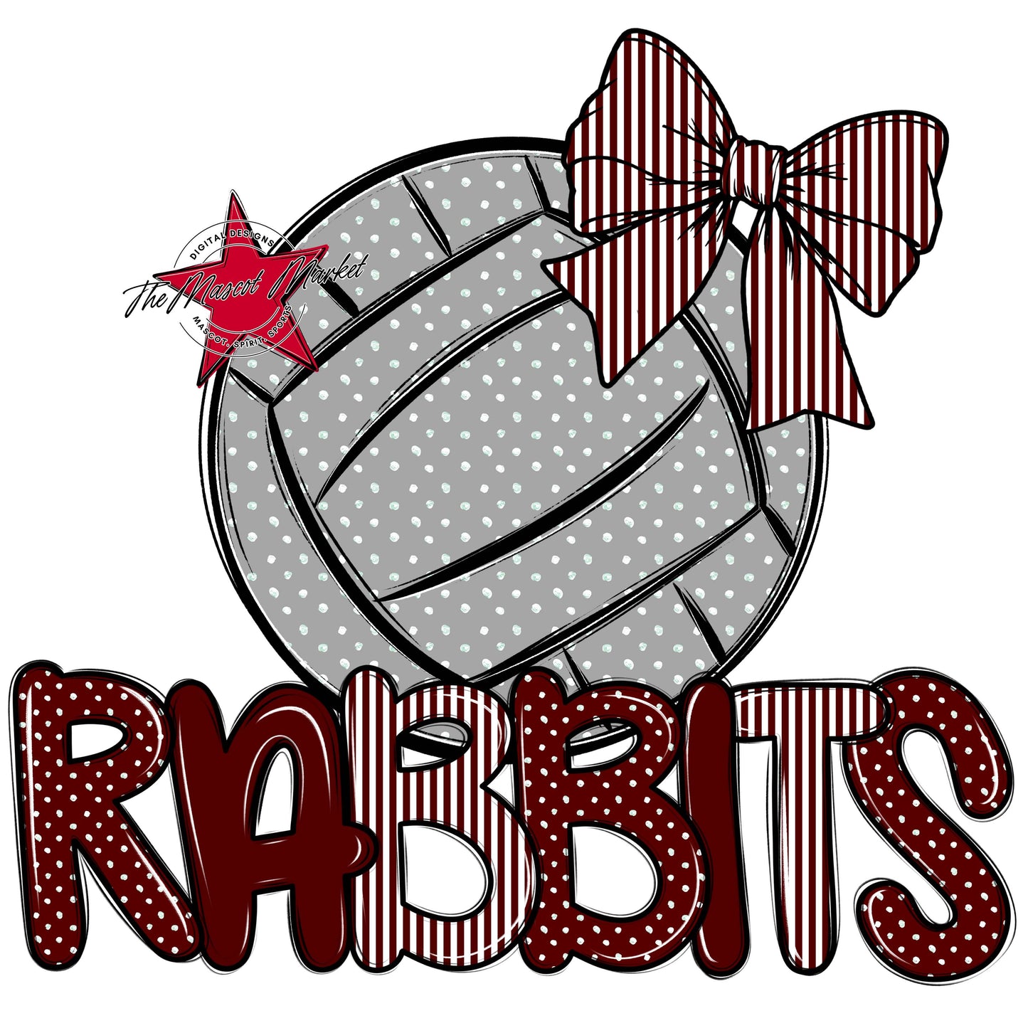 Rabbits Volleyball Spirit Design-Maroon
