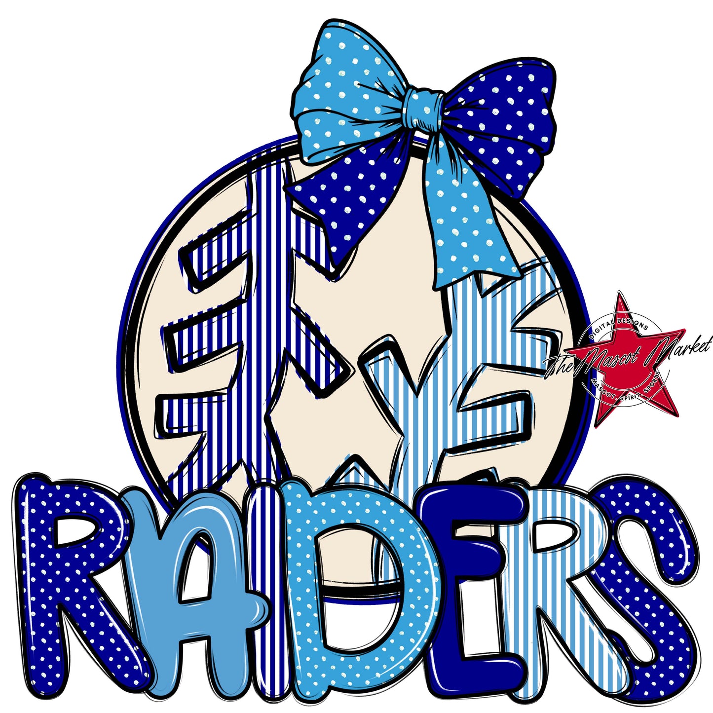 Raiders Baseball-Softball Spirit Design-Blue & Carolina Blue
