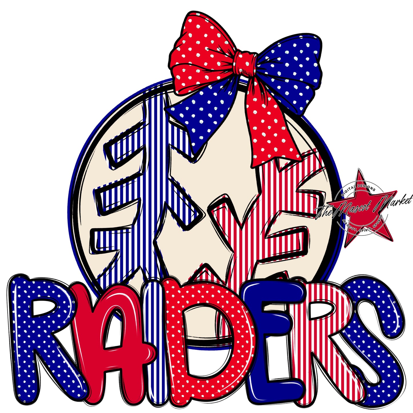Raiders Baseball-Softball Spirit Design-Blue & Red