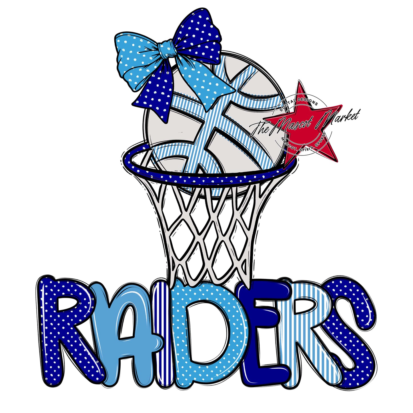 Raiders Basketball Spirit Design-Blue & Carolina Blue