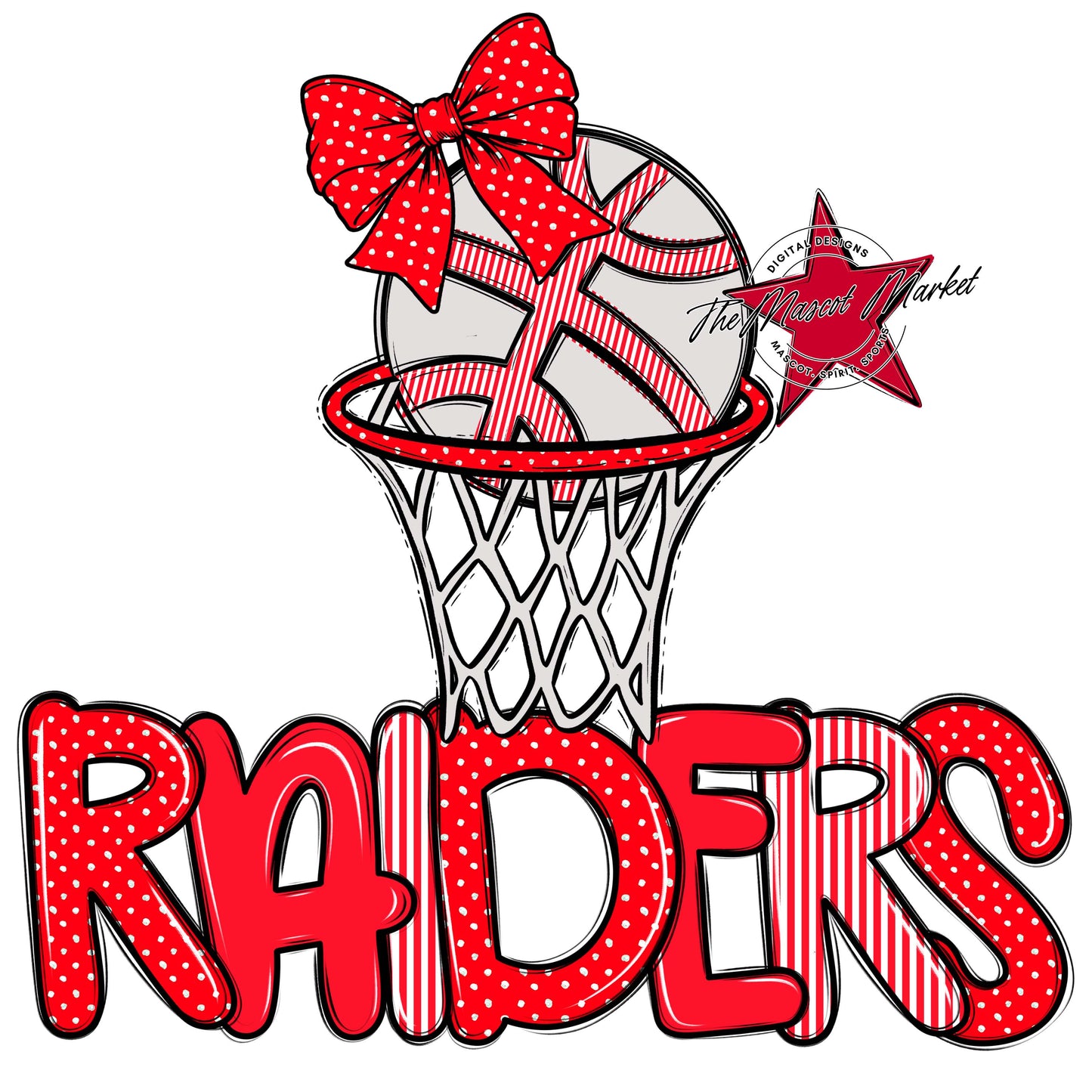 Raiders Basketball Spirit Design-Bright Red