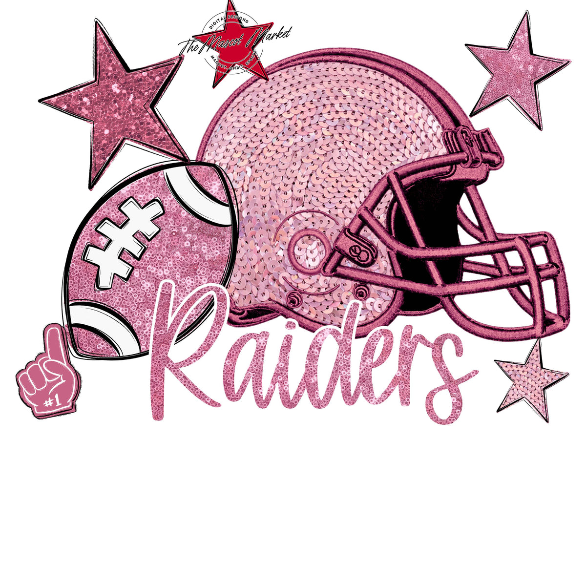 Raiders Football Embroidered Sequins Design-Pink Out